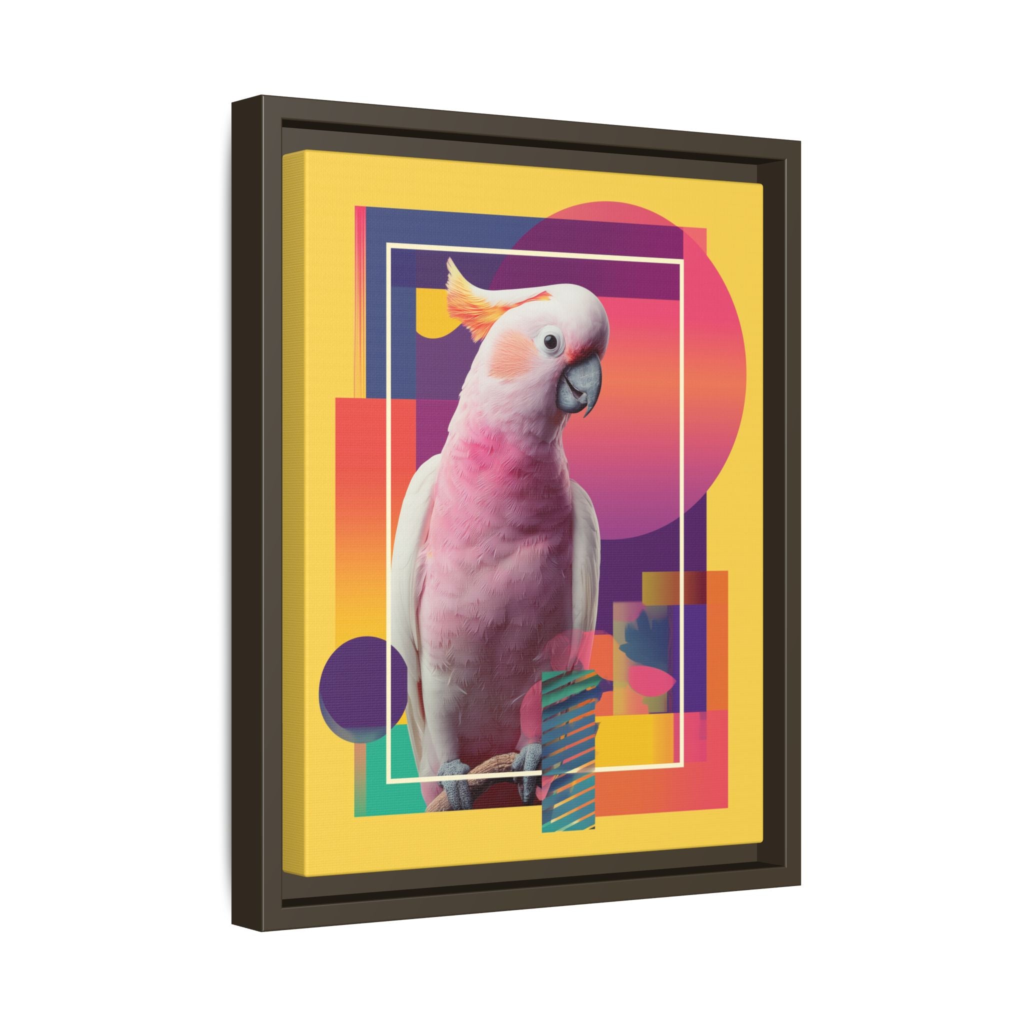 Geometric Cockatoo Composition: Moluccan Parrot Portrait, Modern Abstract Design   |    Custom Orders Available