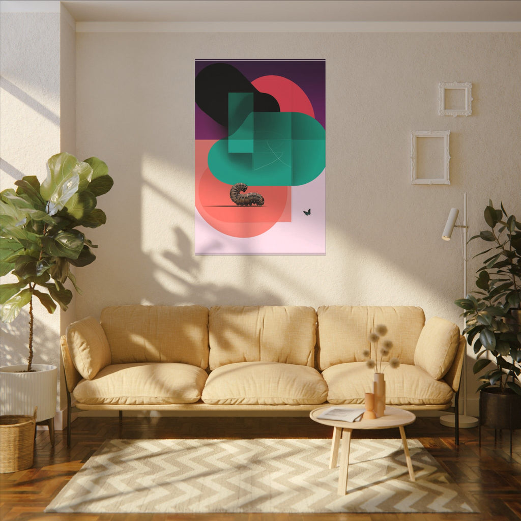 Metamorphosis in Geometry: Abstract Caterpillar Design, Geometric Color Study   |    Custom Orders Available
