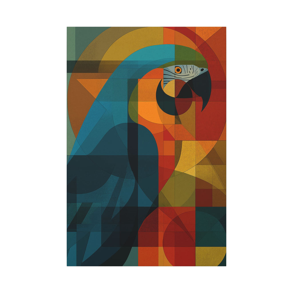 Geometric Parrot: Cubist Avian Composition, Vibrant Angular Portrait   |    Custom Orders Available