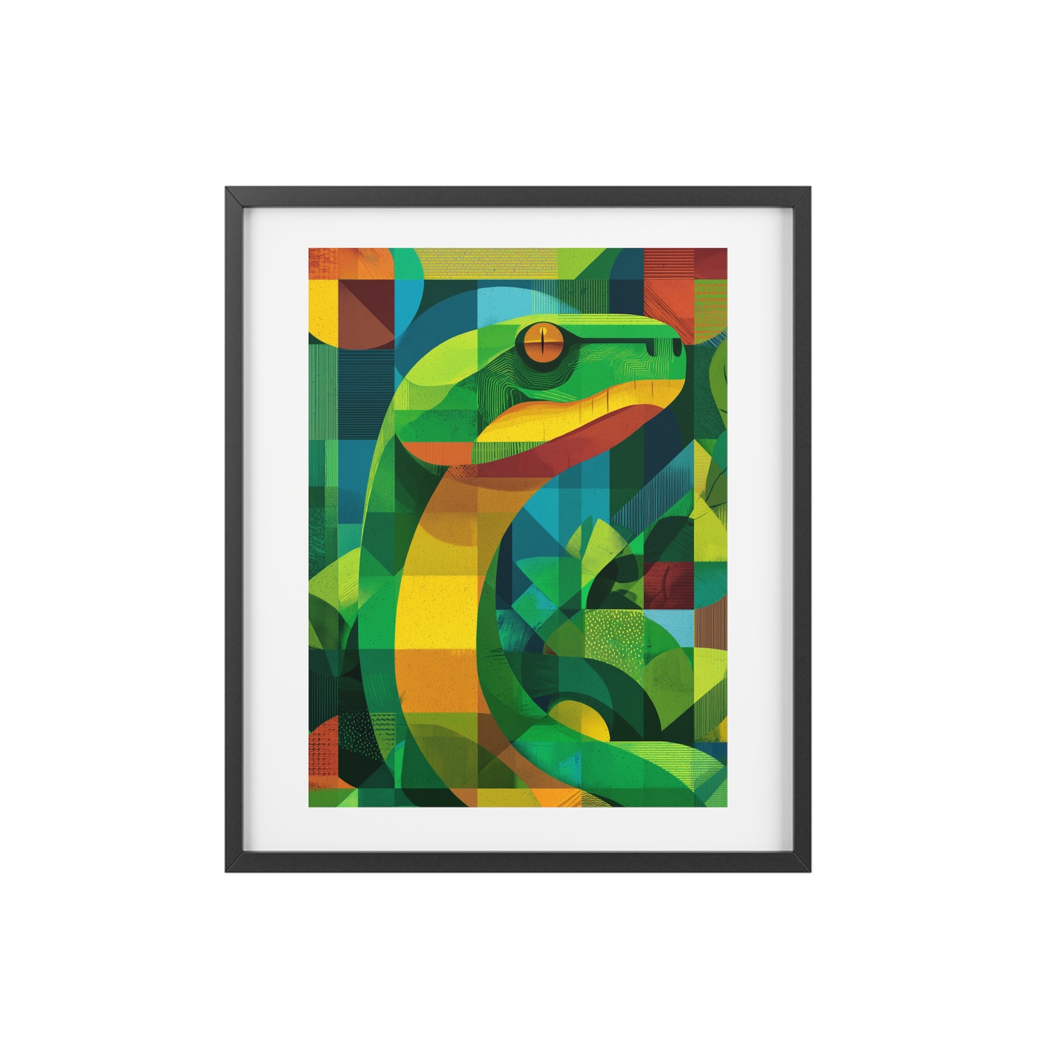 Vibrant Snake Art Framed Poster, Colorful Wall Decor, Nature-Inspired Home Decor, Unique Gift for Animal Lovers, Modern Art Print