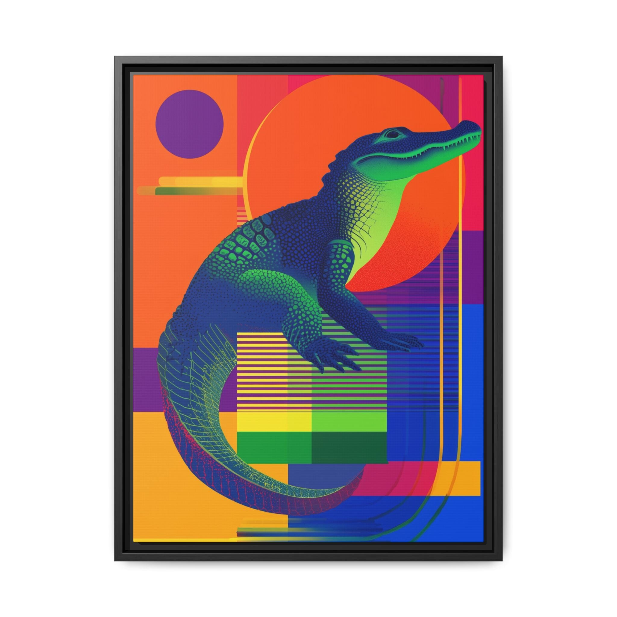 Geometric Alligator Framed Print: Pop Art Reptile, Vibrant Gradient Composition   |  Personalized & Custom Orders Available