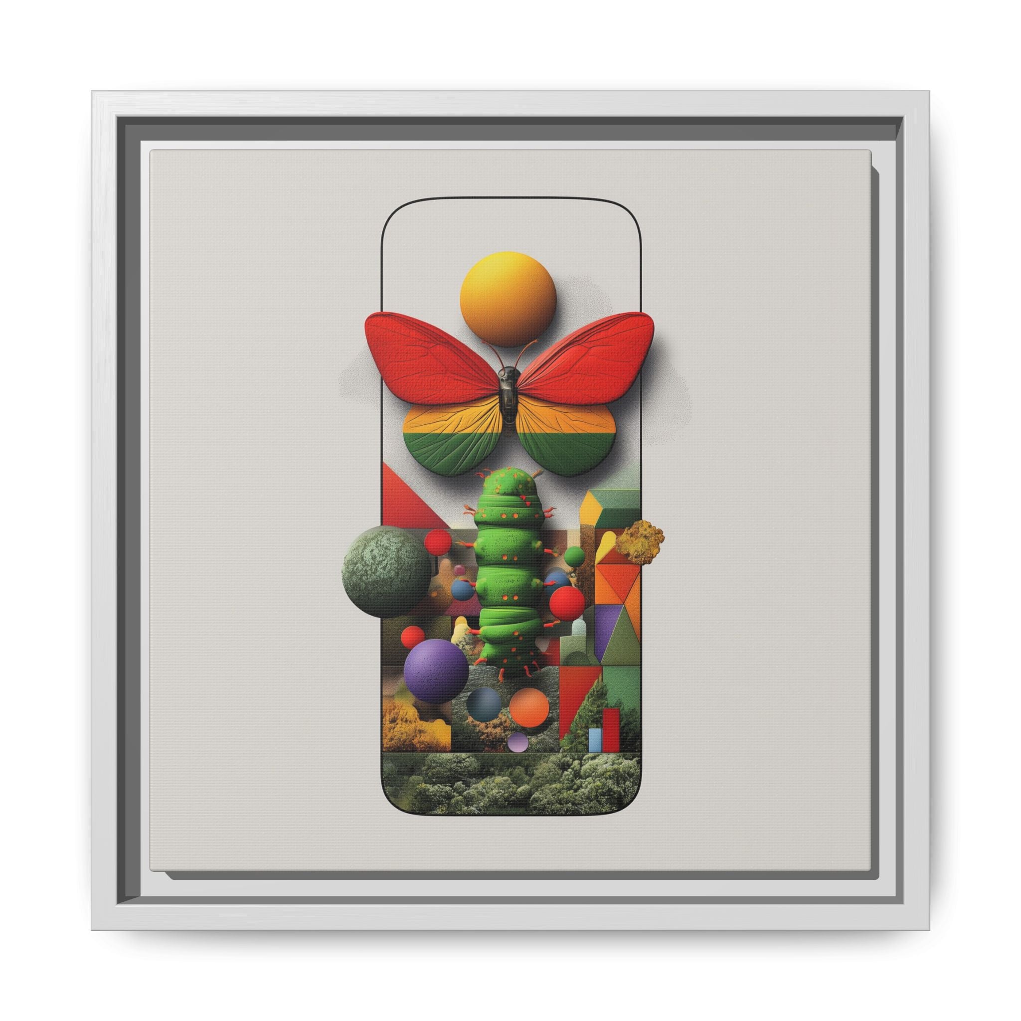 Metamorphosis Framed Print : Geometric Nature Transformation, Vibrant Butterfly Composition   |  Personalized & Custom Orders Available