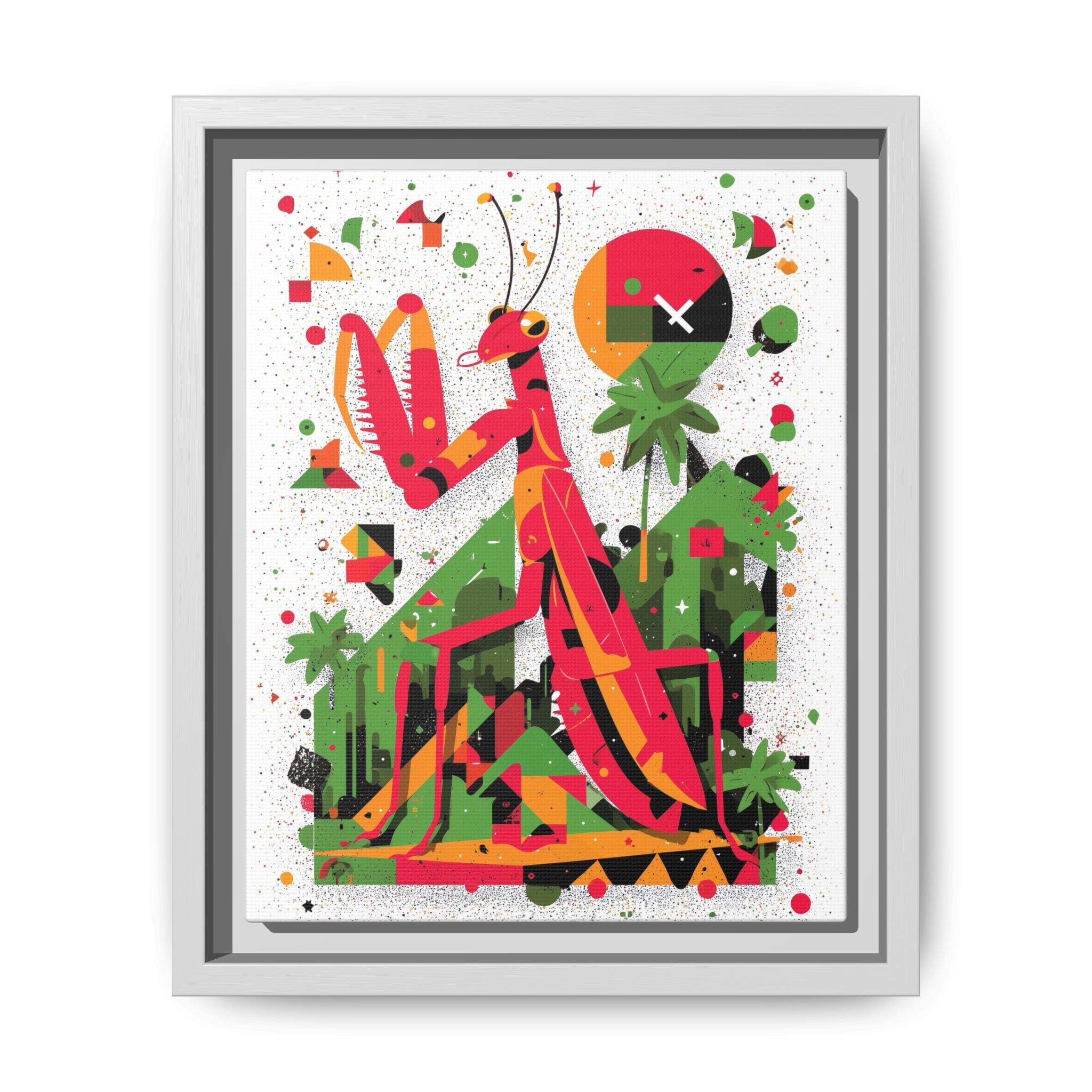 Praying Mantis Framed Print Geometric : Abstract Modernist Insect Art, Graphic Design Composition   |   Custom Orders Available