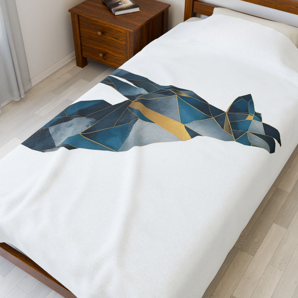 Velveteen Plush Blanket, Geometric Dog Duvet Cover, Soft Cozy Throw, Animal Lover Gift, Bedding Set, Home Decor Accent