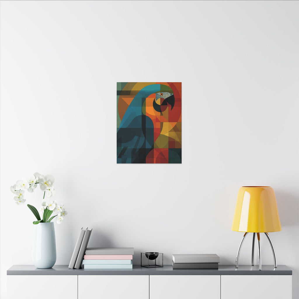 Prismatic Parrot: Cubist Mosaic, Geometric Abstract Bird Art   |    Custom Orders Available