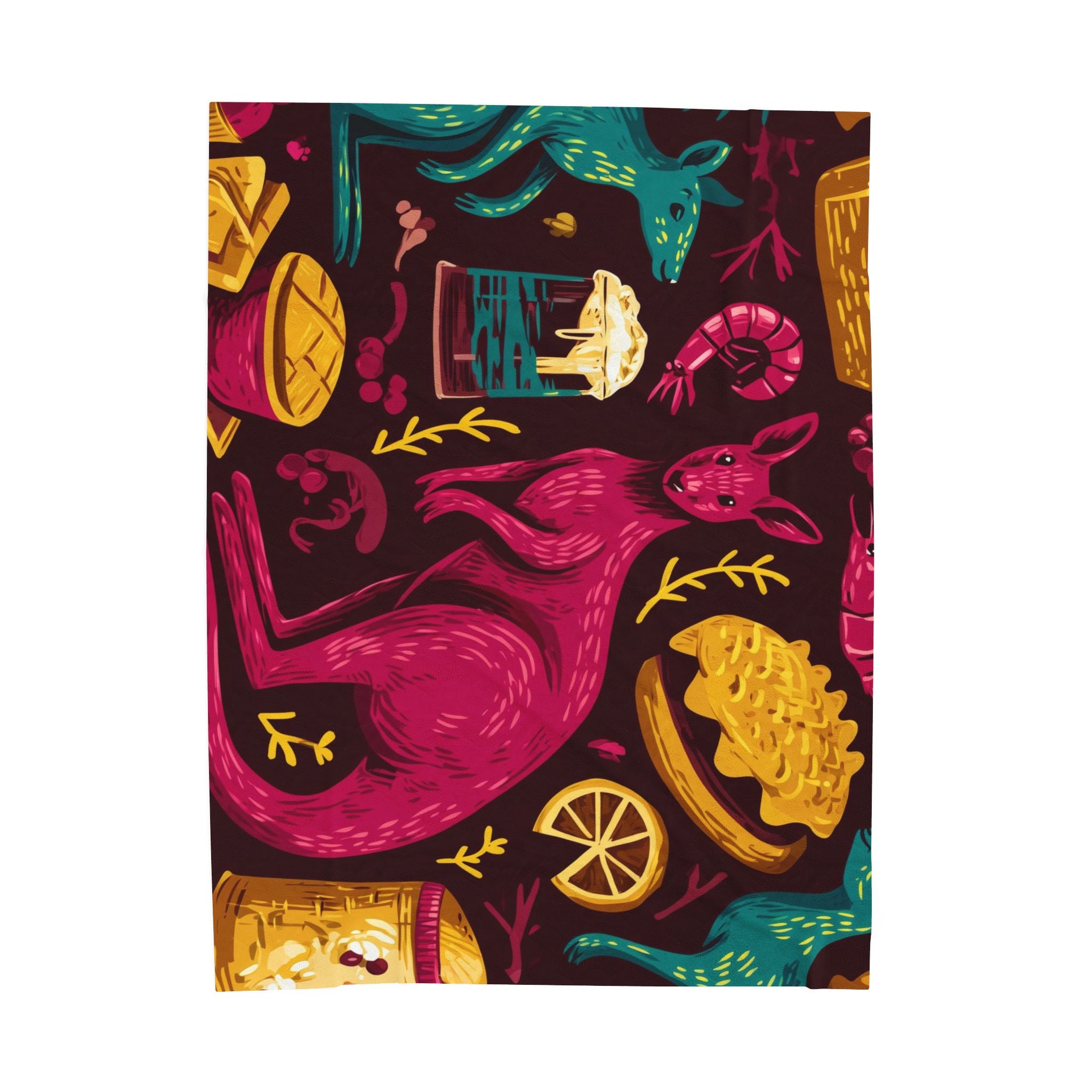 Kangaroo Culinary Carnival: Whimsical Food Illustration, Bold Graphic Art Style   |   Custom Orders Accepted