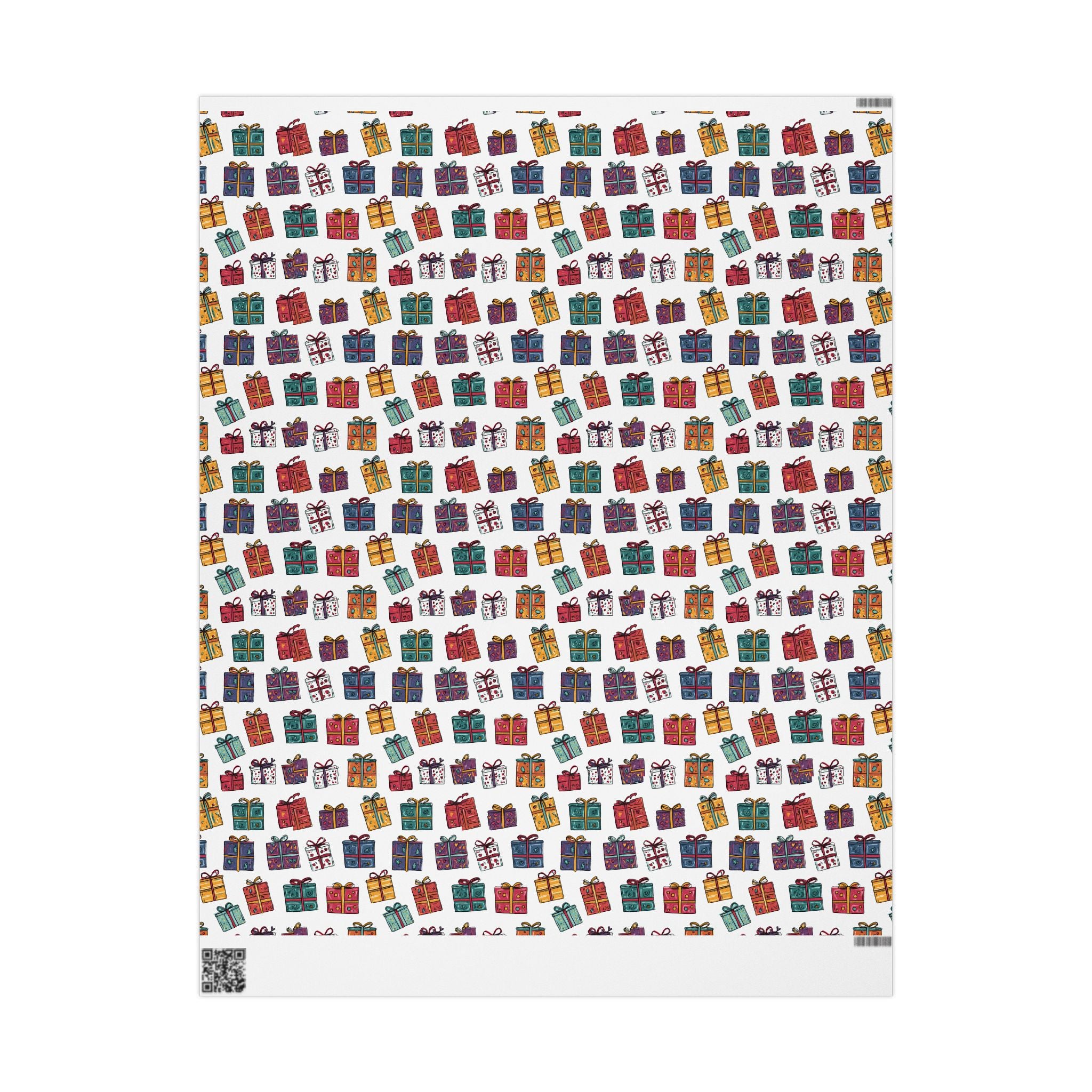 Gift Wrap Paper Roll — Colorful Hand-Drawn Presents Pattern