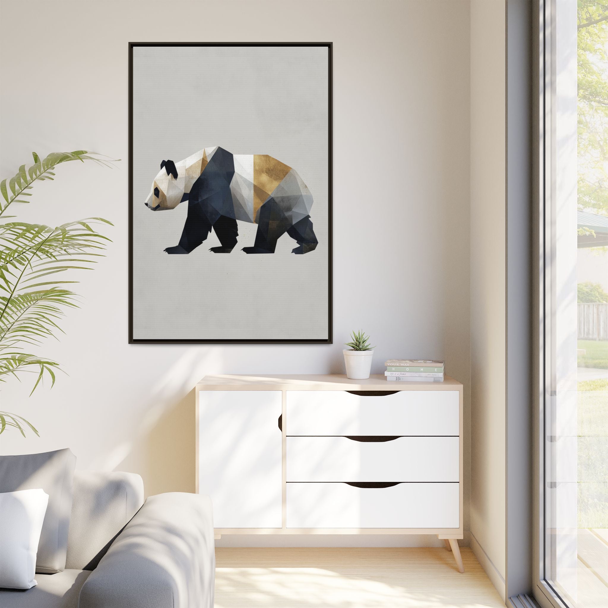 Geometric Panda: Low-Poly Digital Art, Metallic Contemporary Design   |  Personalized & Custom Orders Available