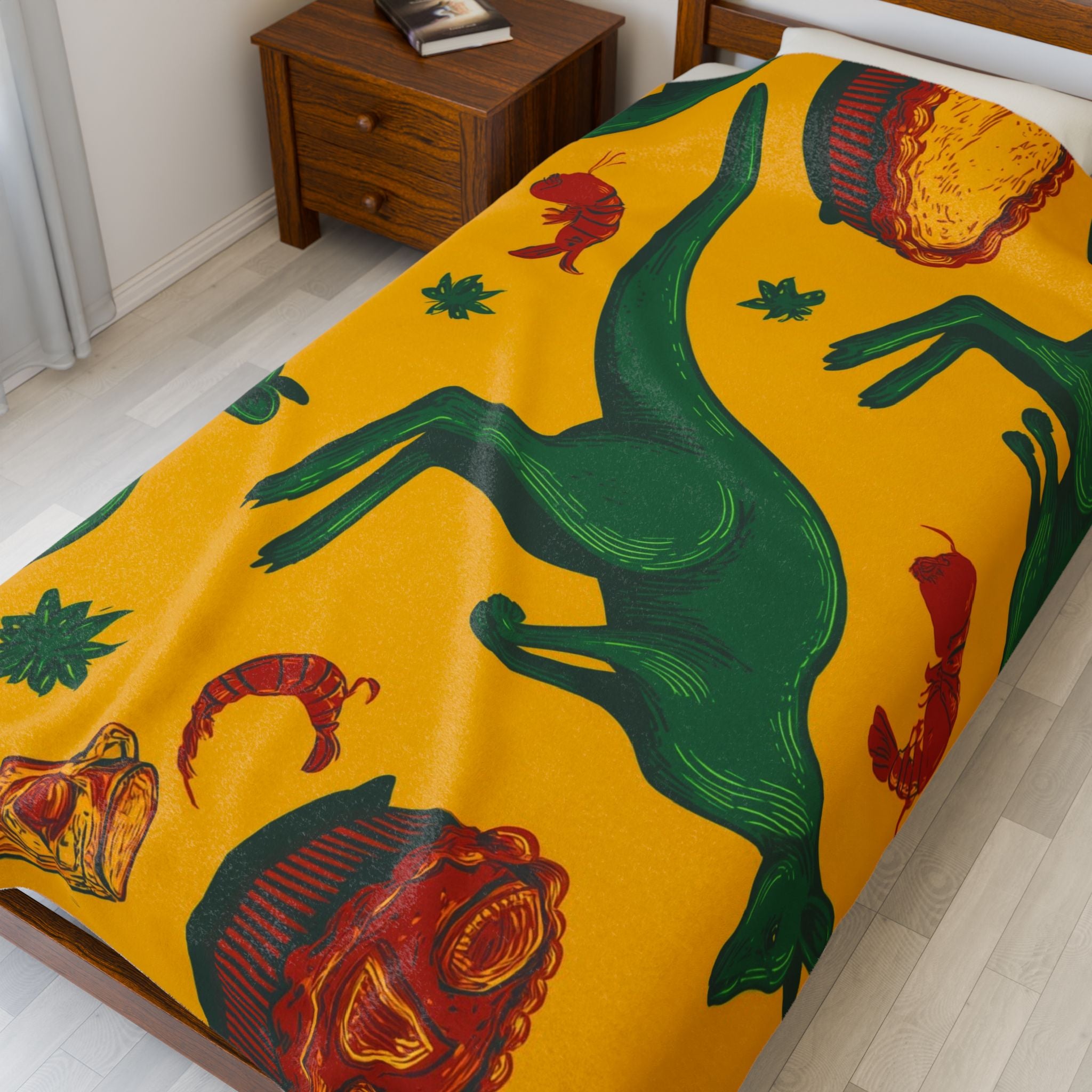 Aussie Bounty Quilt Doona Duvet Cover : Whimsical Kangaroo Woodcut, Vintage Australian Pattern Art   |   Custom Orders Accepted