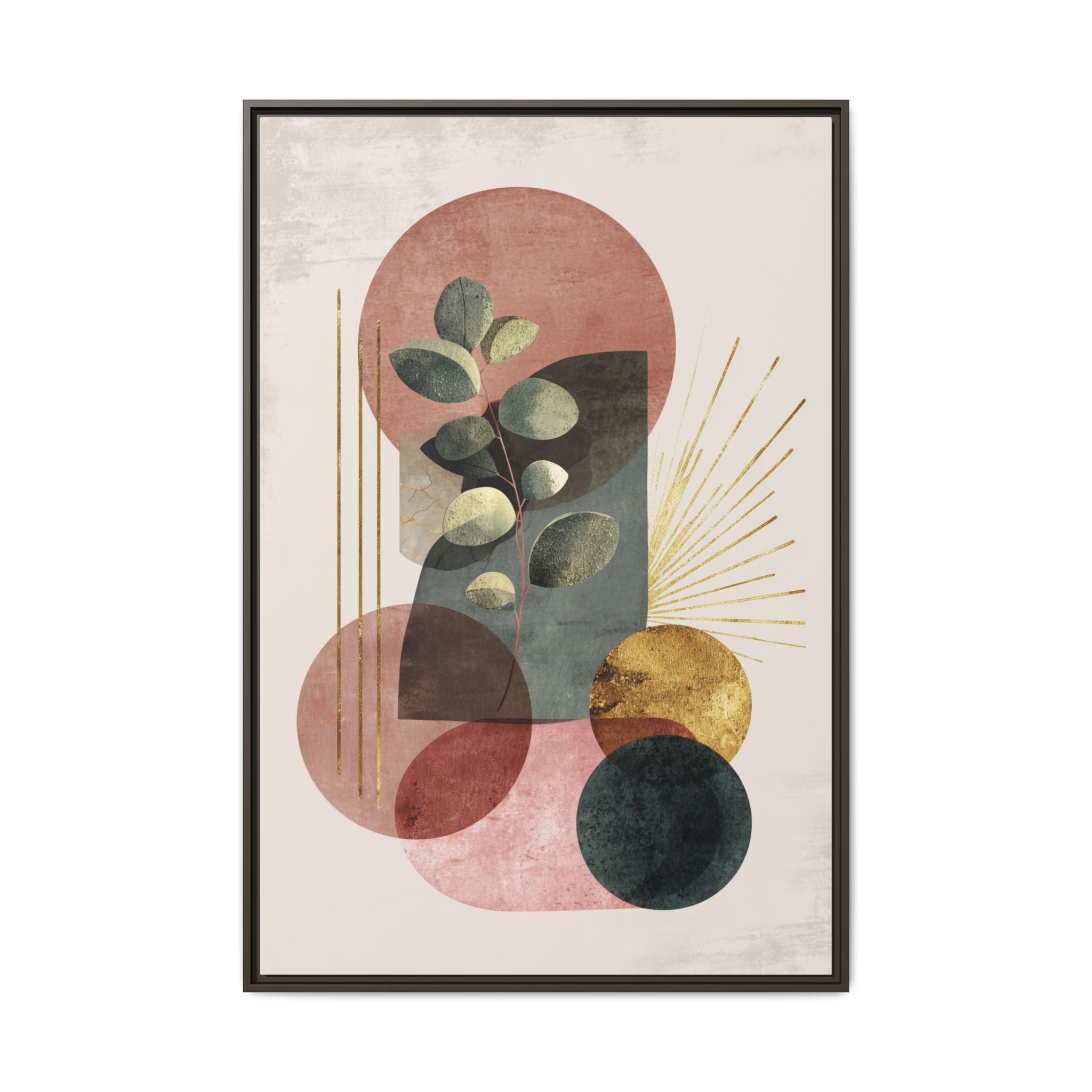 Botanical Geometric Symphony: Eucalyptus Harmony, Metallic Intersections, Modern Earth Tones   |   Custom Orders Accepted