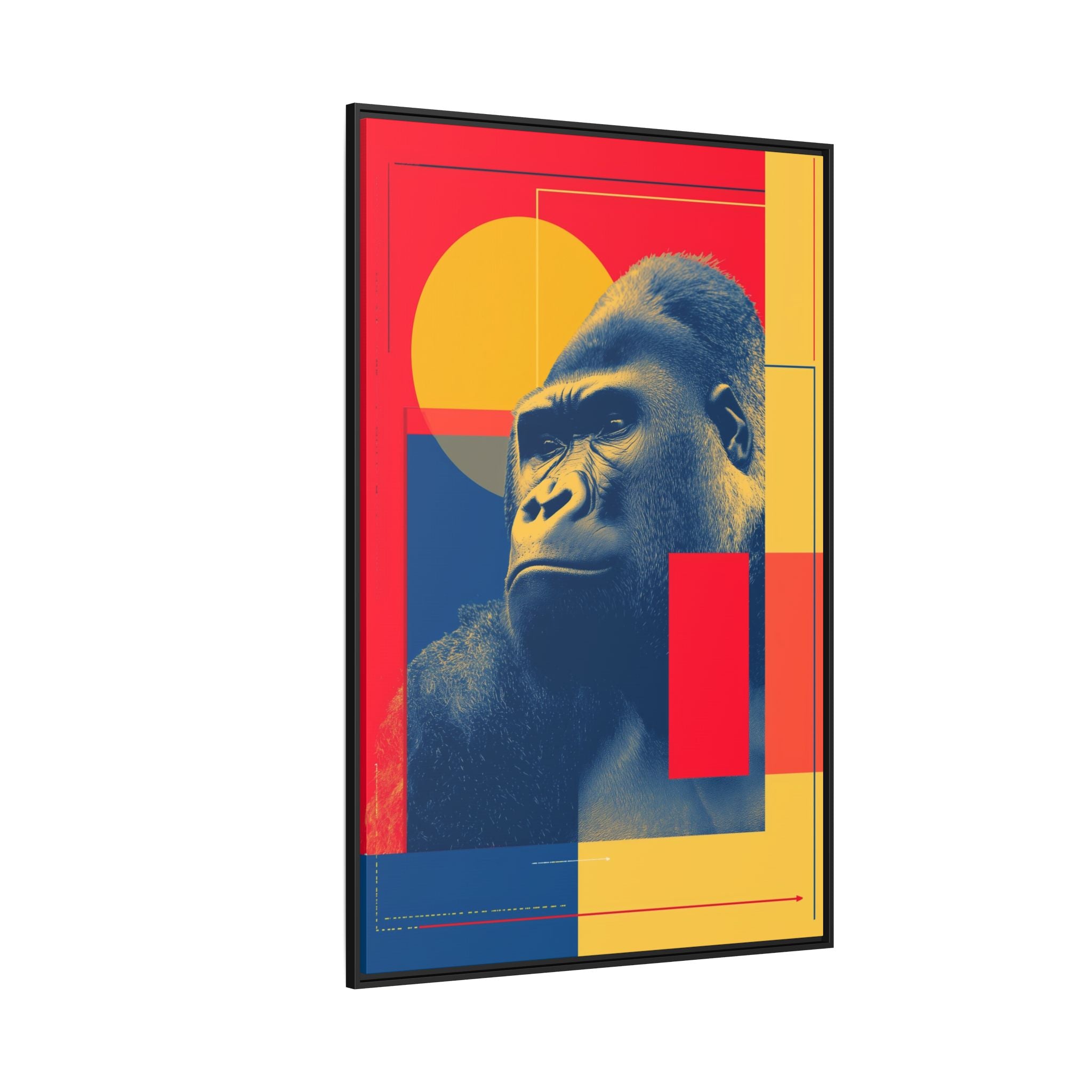Primal Geometry: Gorilla Portrait in Blue and Yellow, Pop Art Graphic Design   |  Personalized & Custom Orders Available