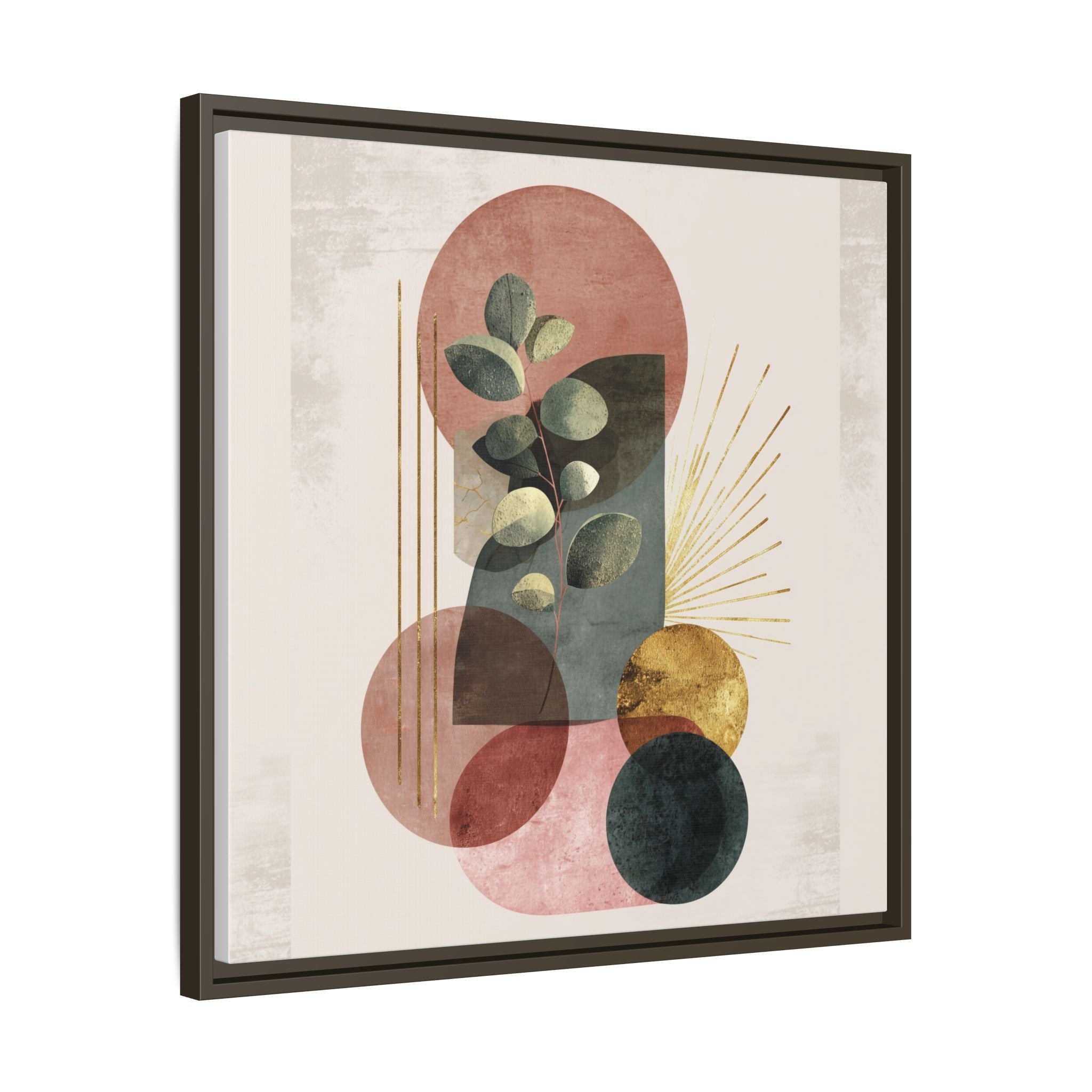 Botanical Geometric Symphony: Eucalyptus Harmony, Metallic Intersections, Modern Earth Tones   |   Custom Orders Accepted