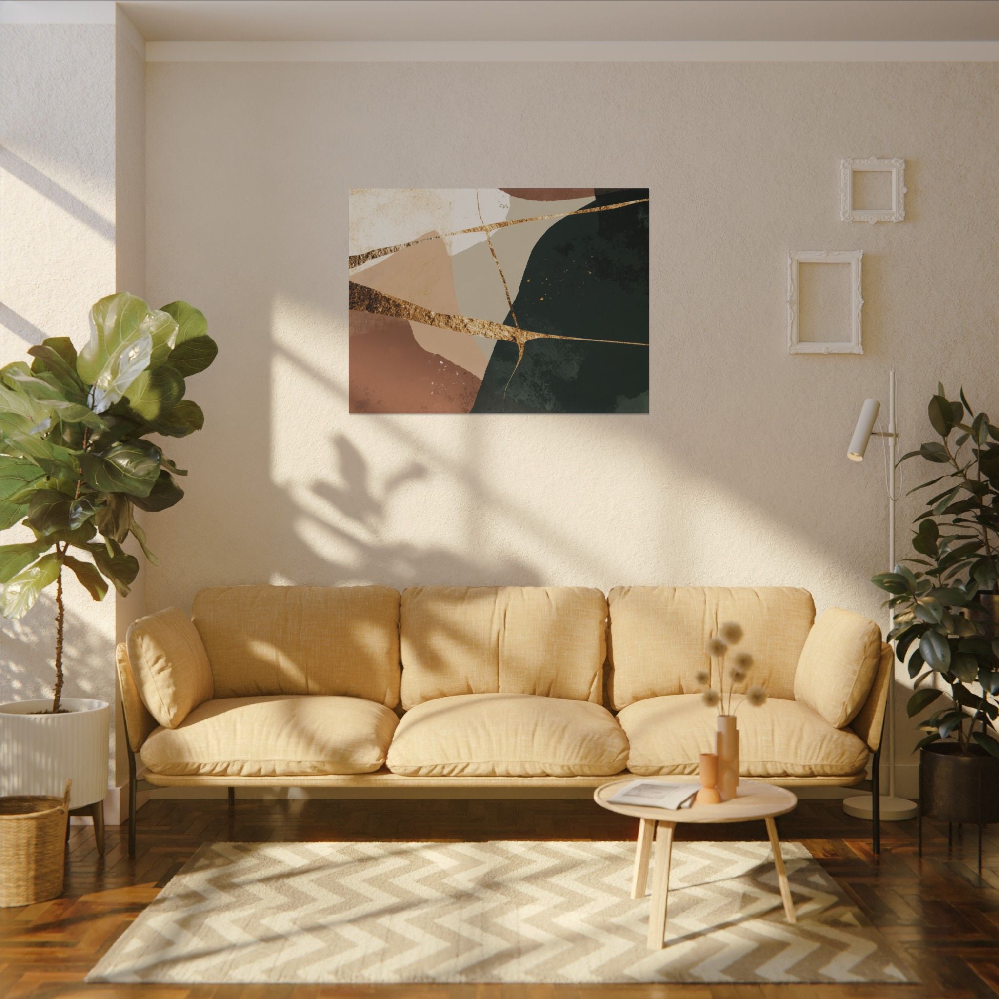 Canvas Print, Abstract Earthy Gold Wall Art, Modern Designer Home Decor, Stretched Matte Canvas; Thick, Multi-Size, Office Decor