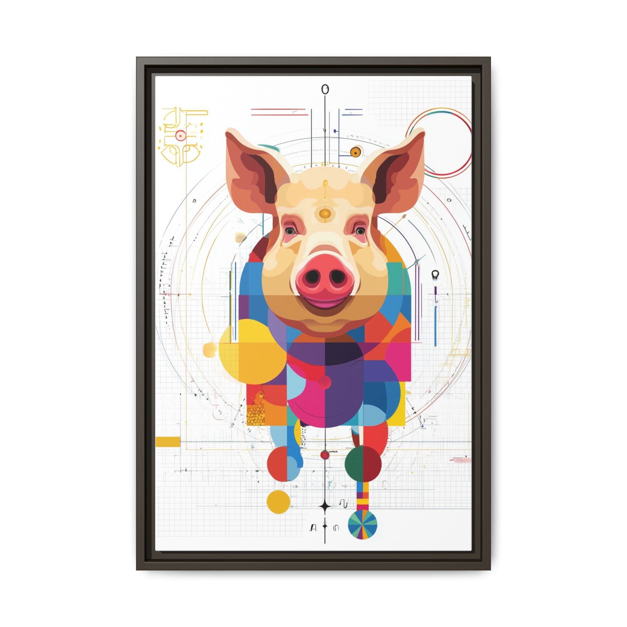 Geometric Pig: Digital Cubist Portrait, Mathematical Animal Abstraction   |    Custom Orders Available