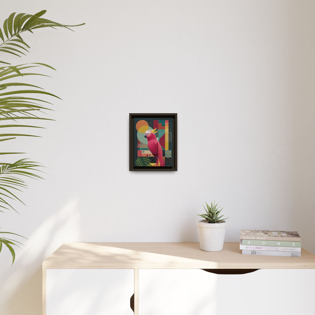 Cockatoo in Geometric Bloom: Mid-Century Modern Art, Tropical Abstract Design   |    Custom Orders Available