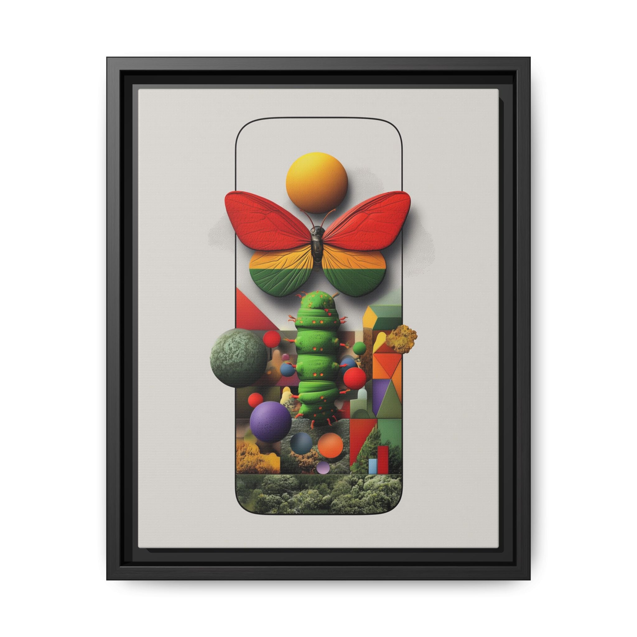 Metamorphosis Framed Print : Geometric Nature Transformation, Vibrant Butterfly Composition   |  Personalized & Custom Orders Available