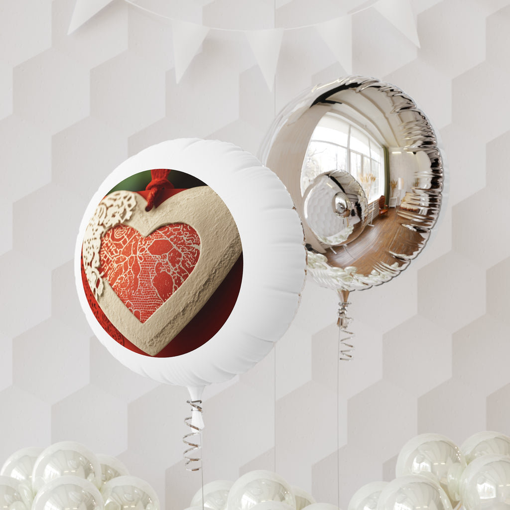 Valentine Heart Mylar Helium Balloon — Lace Heart Love Party Decor