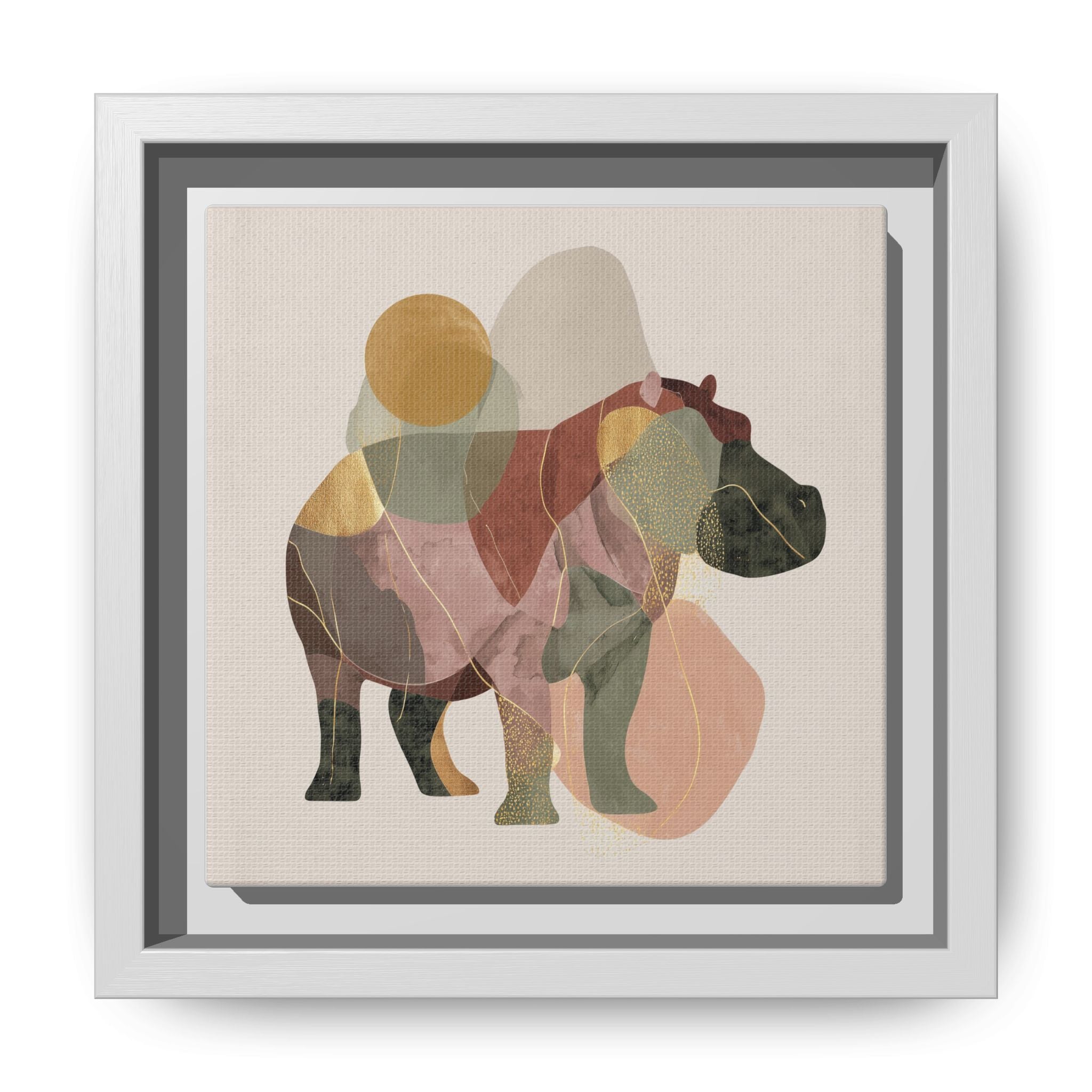 Geometric Hippo: Abstract Animal Watercolor, Modern Minimalist Composition   |    Custom Orders Available