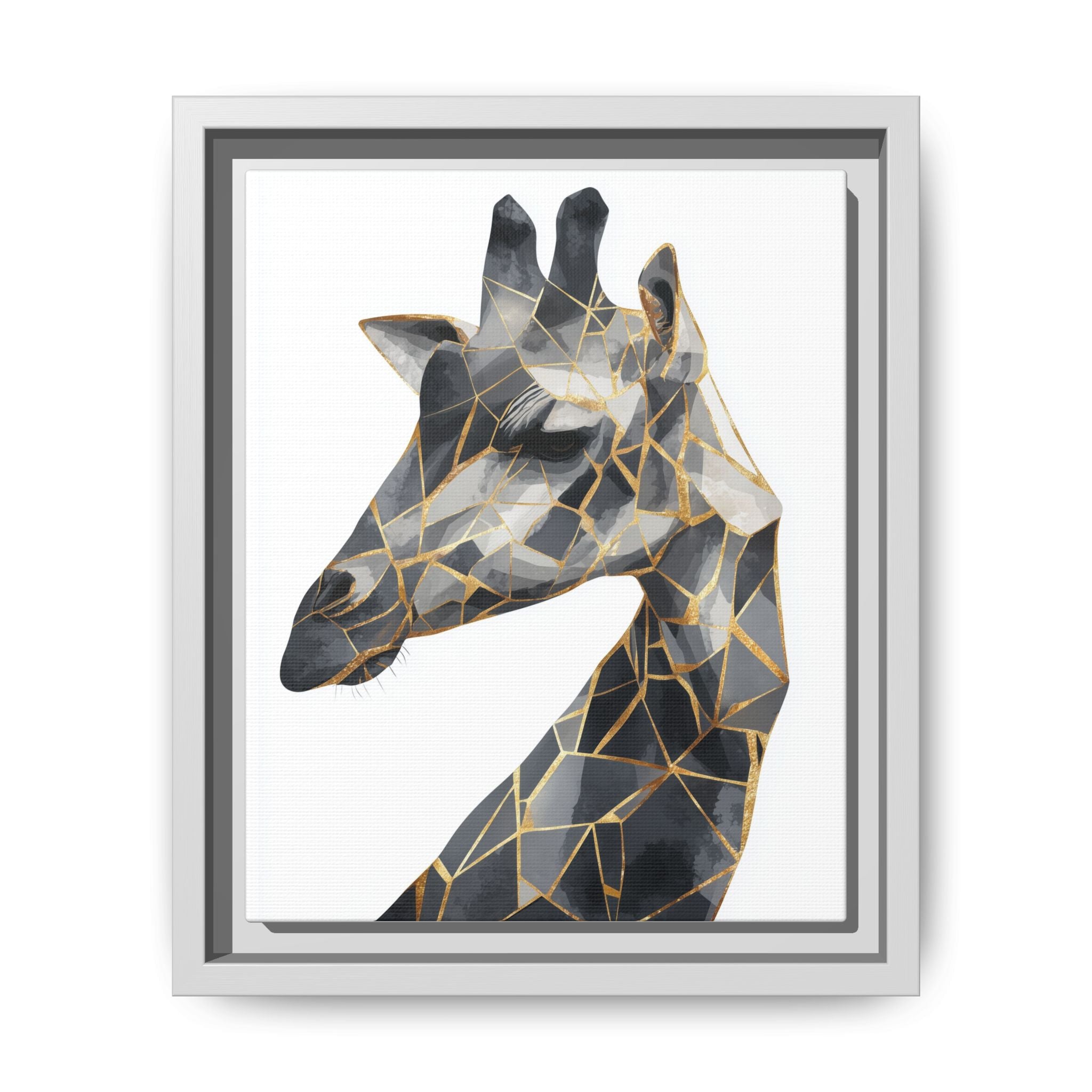 Geometric Giraffe Framed Print : Modern Mosaic Wildlife Art, Contemporary Golden Fragments   |  Personalized & Custom Orders Available