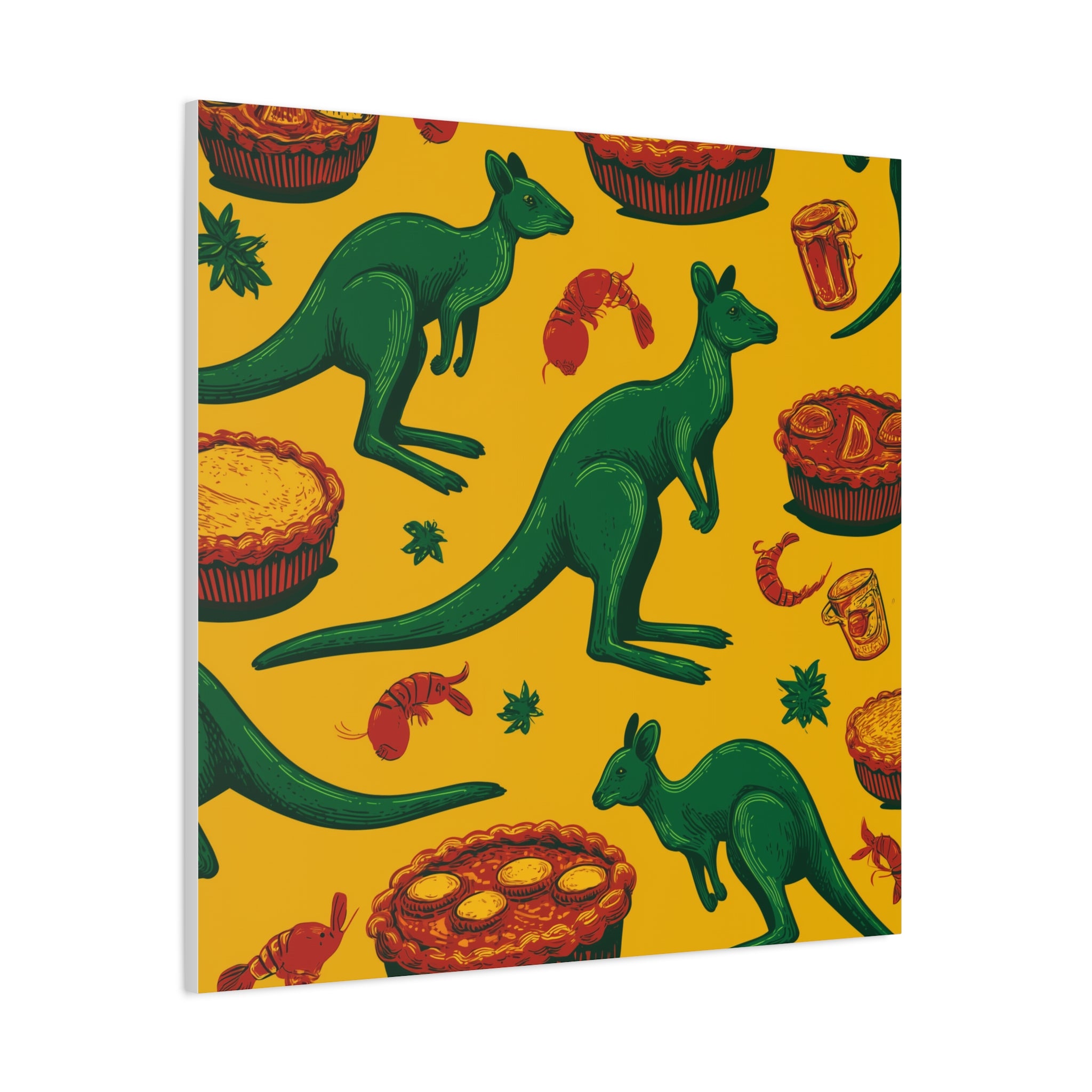 Kangaroo Canvas Wall Art, Vibrant Animal Decor, Unique Gift for Nature Lovers, Fun Kitchen Wall Hanging, Australian Themed Art