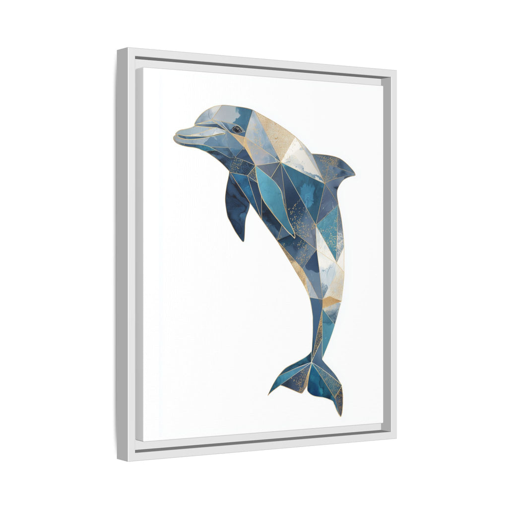 Geometric Dolphin Mosaic Framed Print , Contemporary Marine Art   |  Personalized & Custom Orders Available