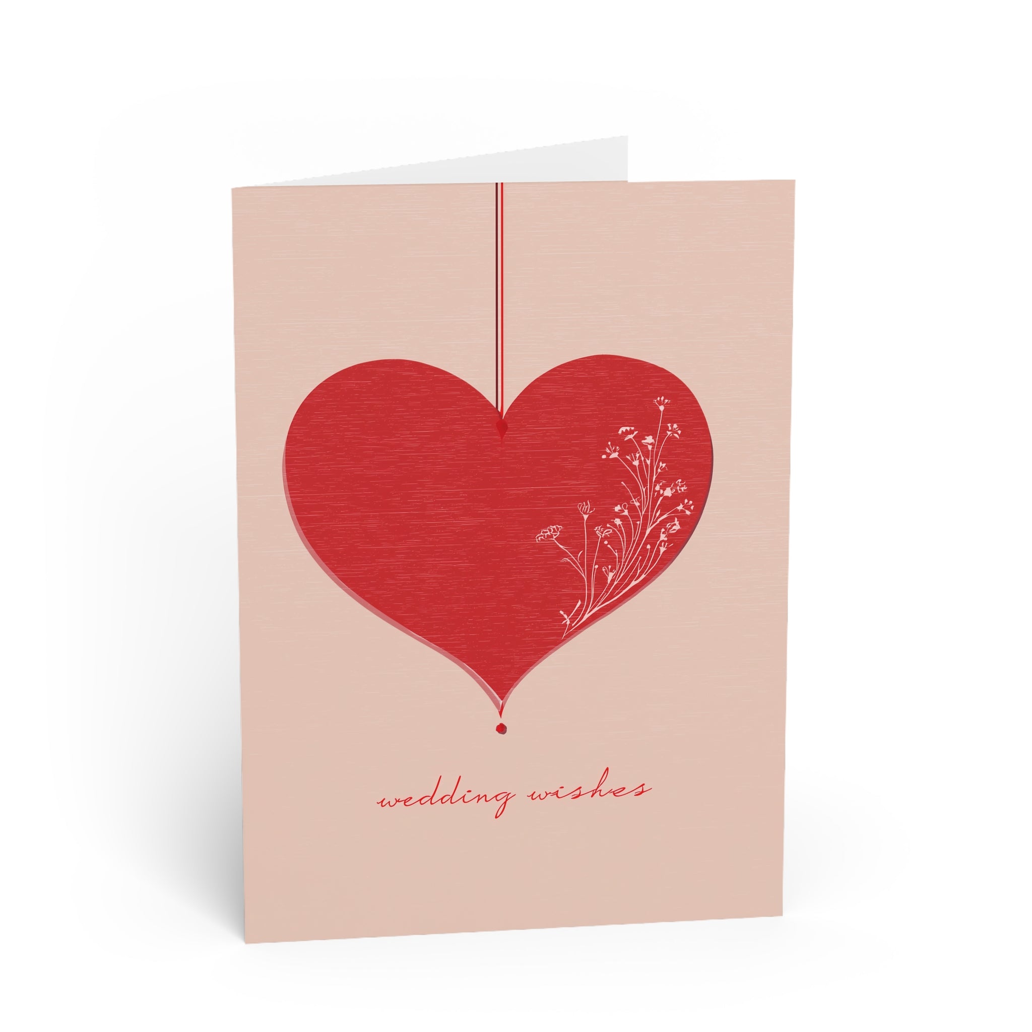 Wedding Wishes Greeting Card — Red Heart Illustration