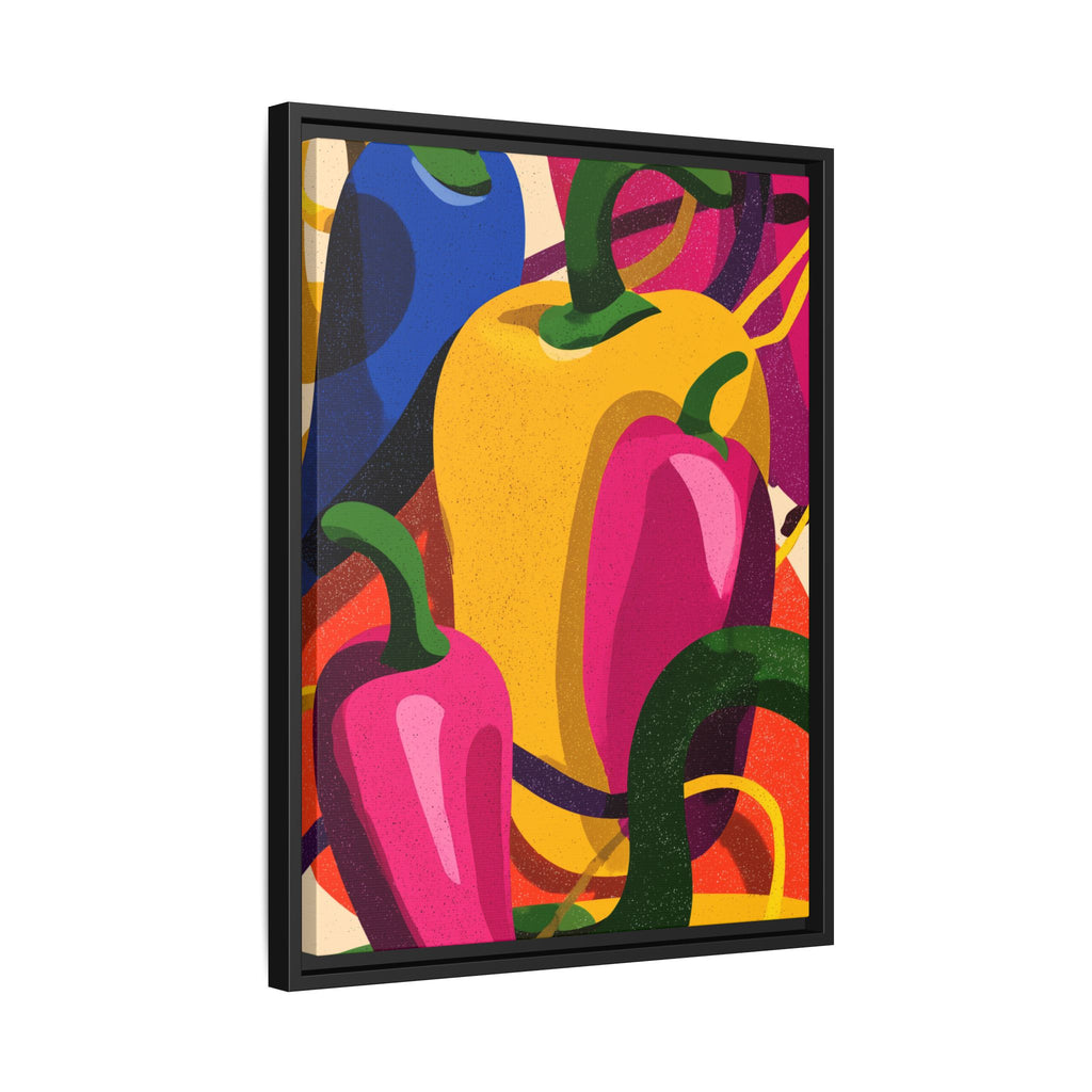 Canvas Art, Abstract Geometric Bell Peppers, Framed Wall Decor Print, Kitchen Wall Art, Modern Home Decor, Foodie Gift