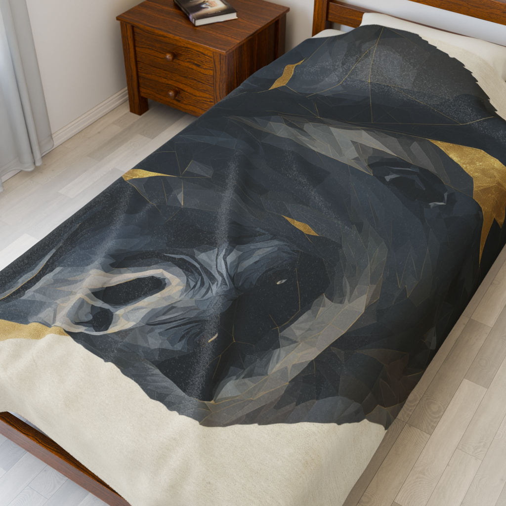 Geometric Gorilla Blanket : Low-Poly Wildlife Art, Contemporary Animal Illustration   |  Personalized & Custom Orders