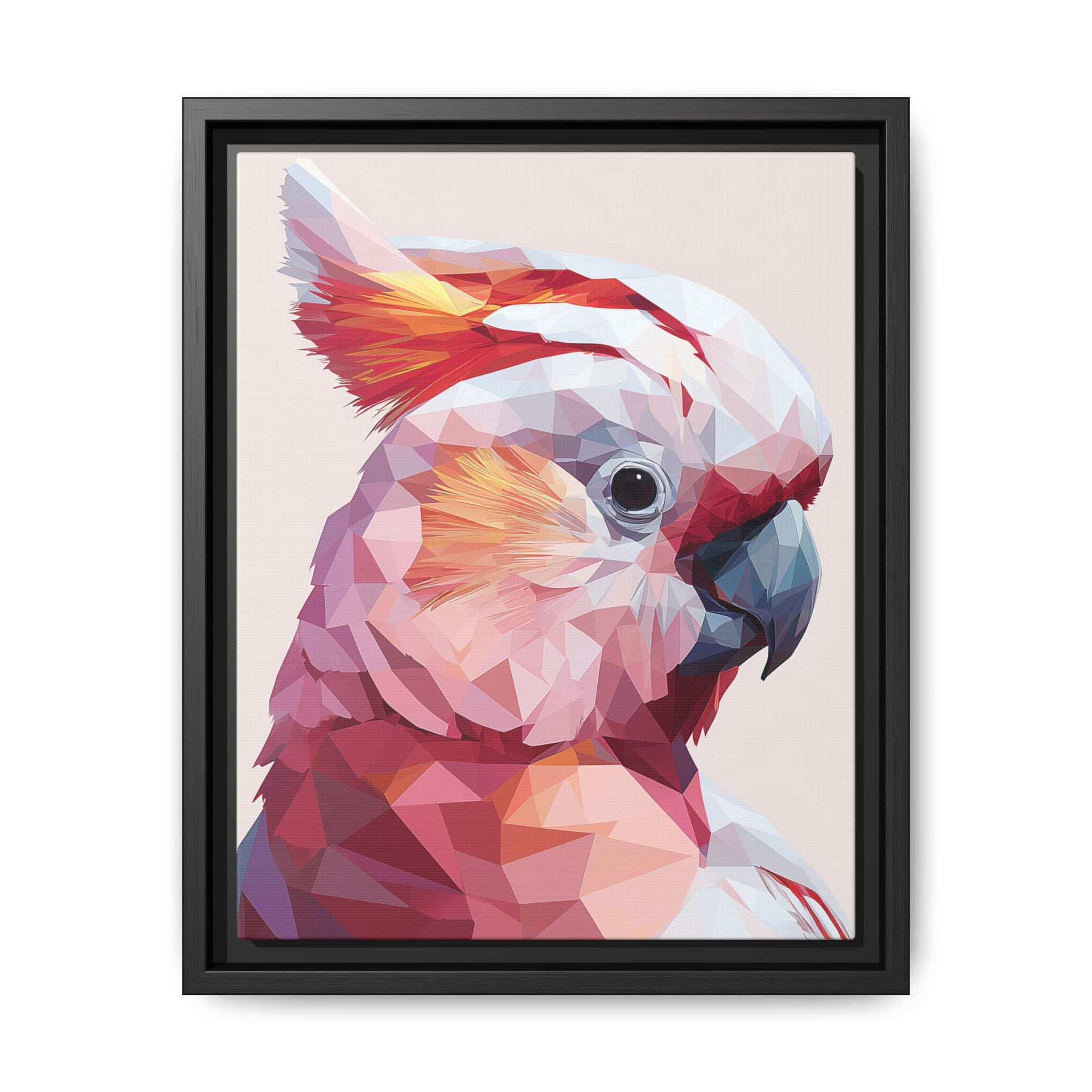 Prismatic Cockatoo: Geometric Bird Portrait, Low-Poly Digital Art   |  Personalized & Custom Orders Available