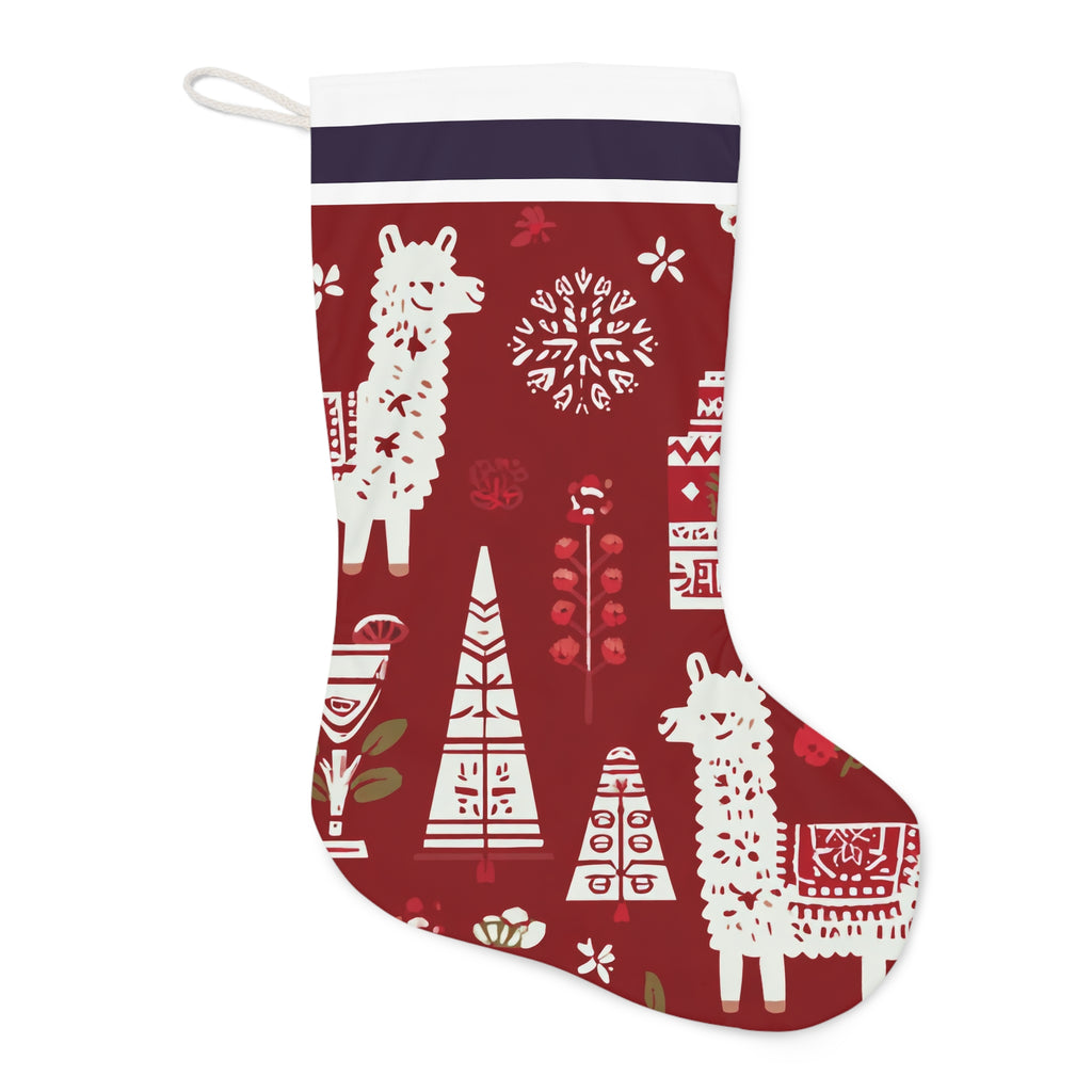 Whimsical Machu Piccu Peruvian Christmas Stocking, Festive Holiday Decor, Cute Llama Stocking, Cozy Home Accent, Unique Stocking Gift
