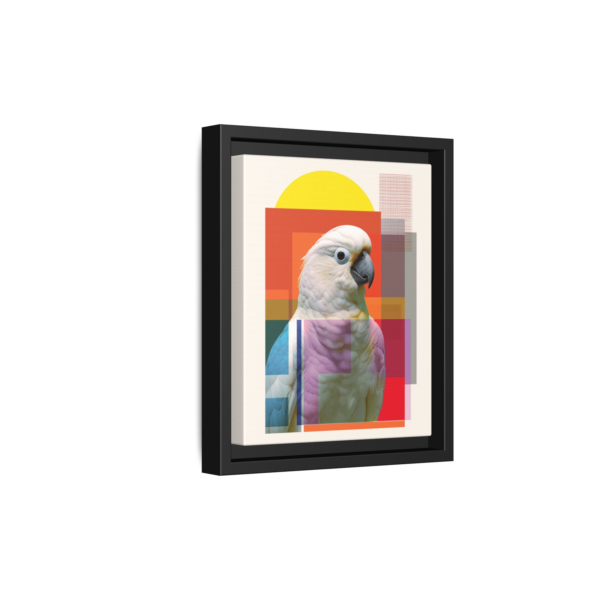 Cockatoo Chromatics Framed Print: Geometric Wildlife Portrait, Contemporary Art Print   |  Personalized & Custom Orders Available