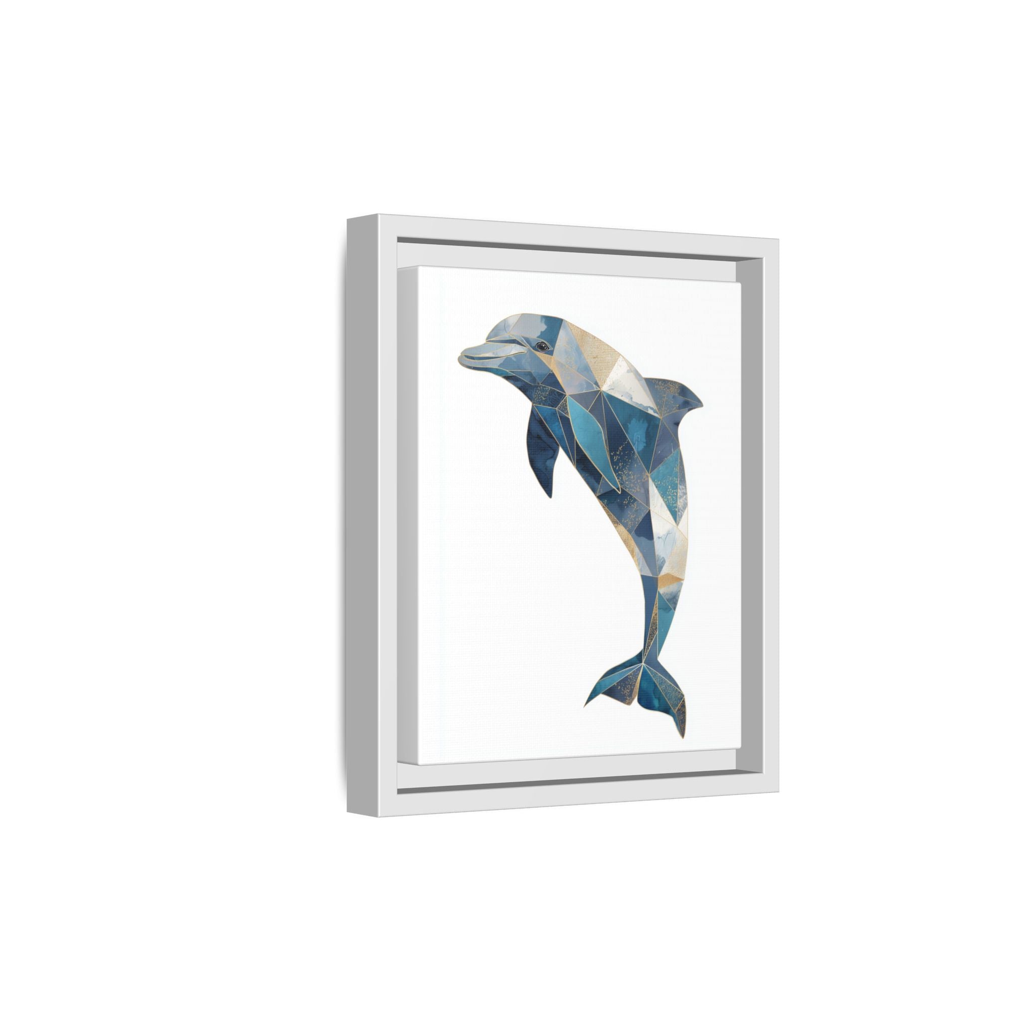 Geometric Dolphin Mosaic Framed Print , Contemporary Marine Art   |  Personalized & Custom Orders Available