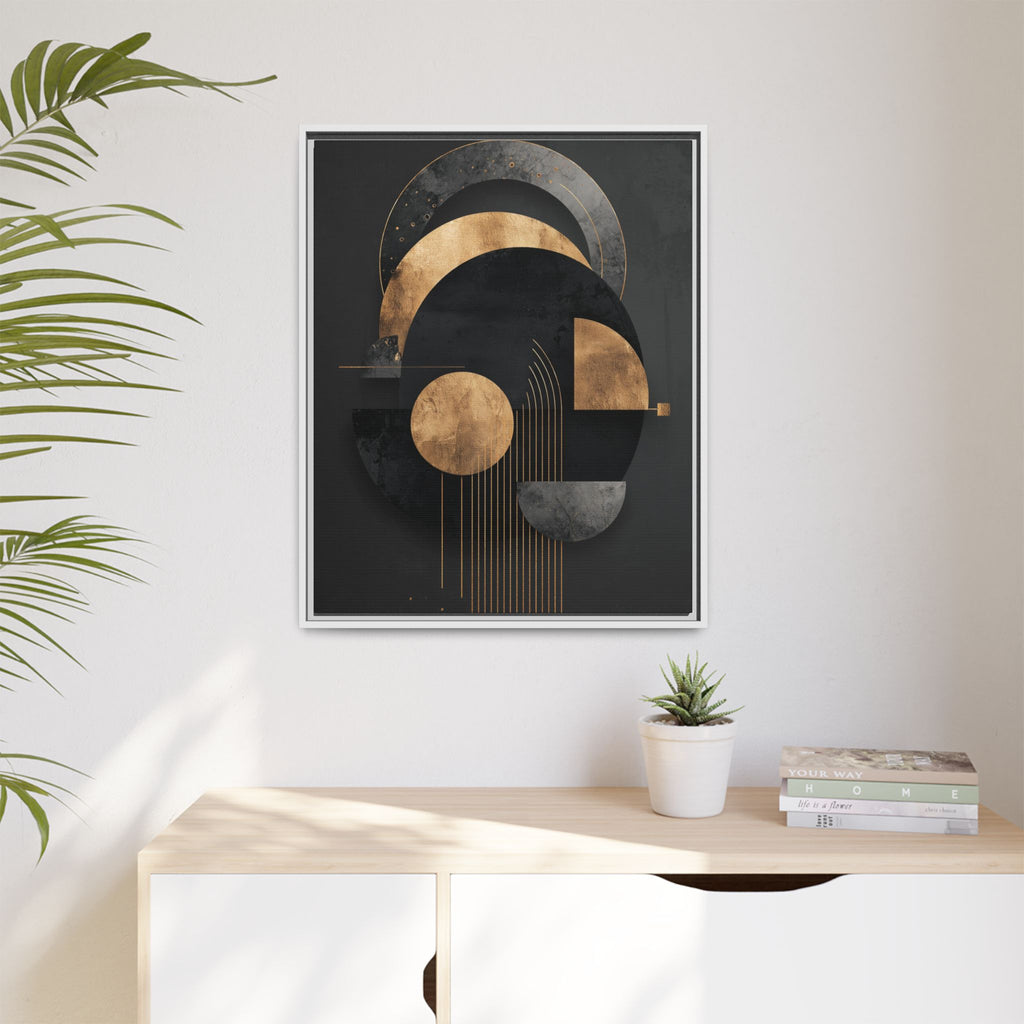 Geometric Resonance: Abstract Gold and Black Design, Minimalist Architectural Art, Modern Metallic Composition   |   Custom Orders Accepted