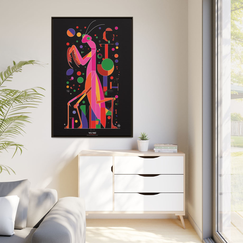 Mantis Geometrica Framed Print : Cubist Insect Design, Vibrant Graphic Poster Art   |   Custom Orders Available