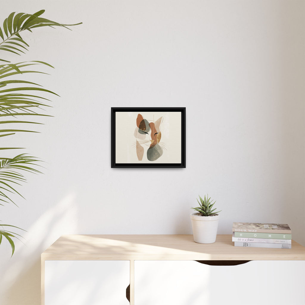 Feline Geometry: Abstract Cat Portrait, Minimalist Earth Tones   |  Personalized & Custom Orders Available