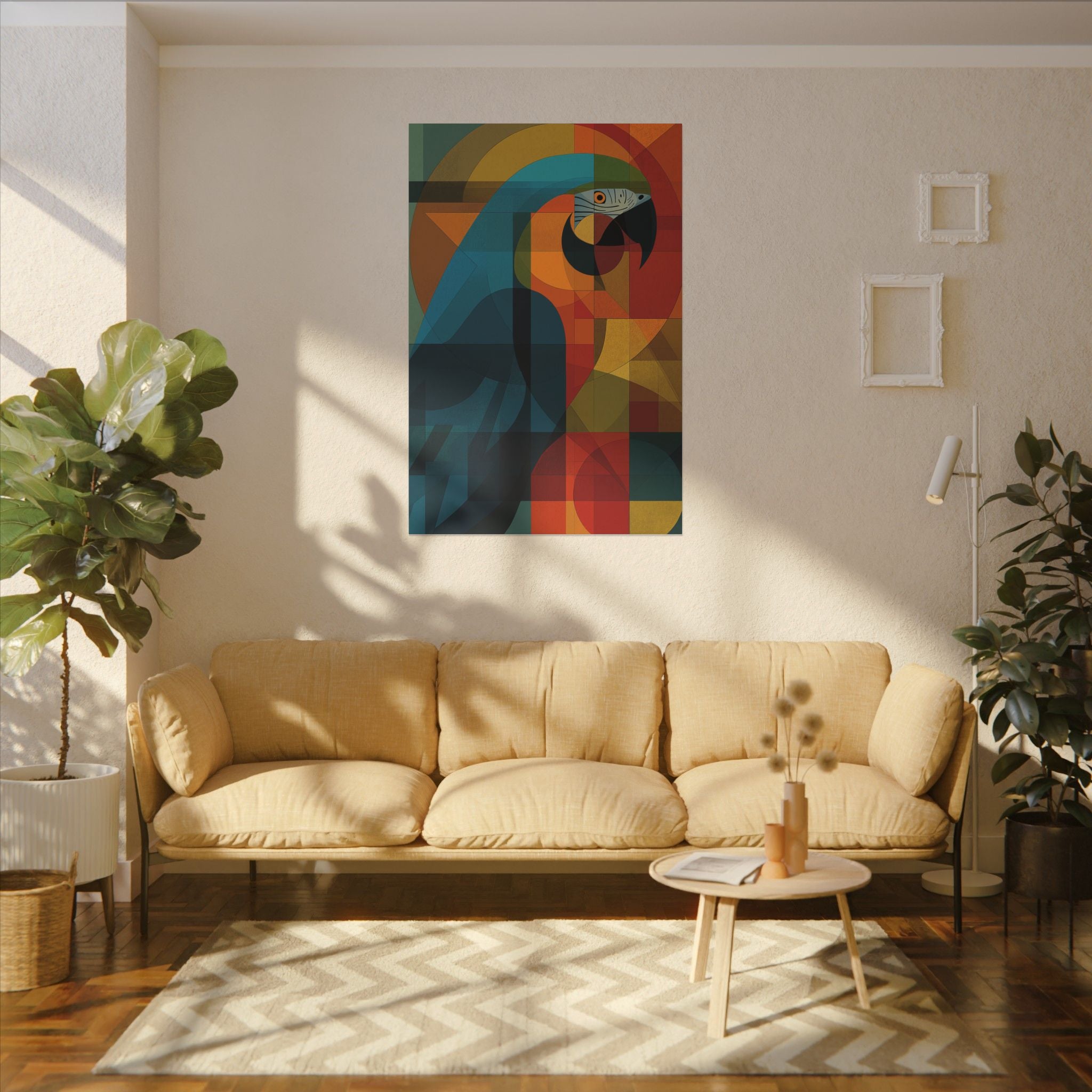 Geometric Parrot: Cubist Avian Composition, Vibrant Angular Portrait   |    Custom Orders Available