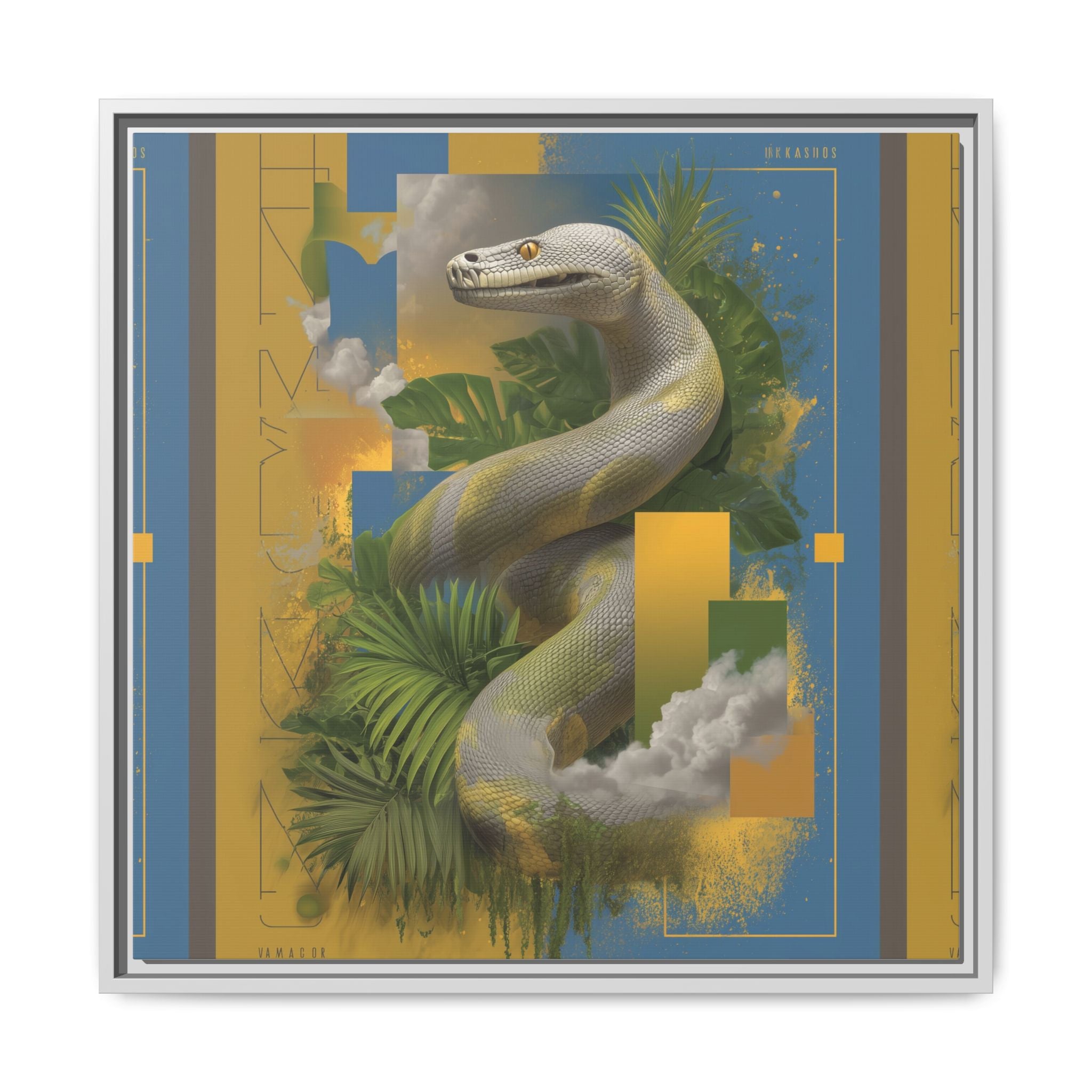 Serpent of Surreal Geometries: Tropical Hyperrealism, Digital Snake Illustration   |    Custom Orders Available