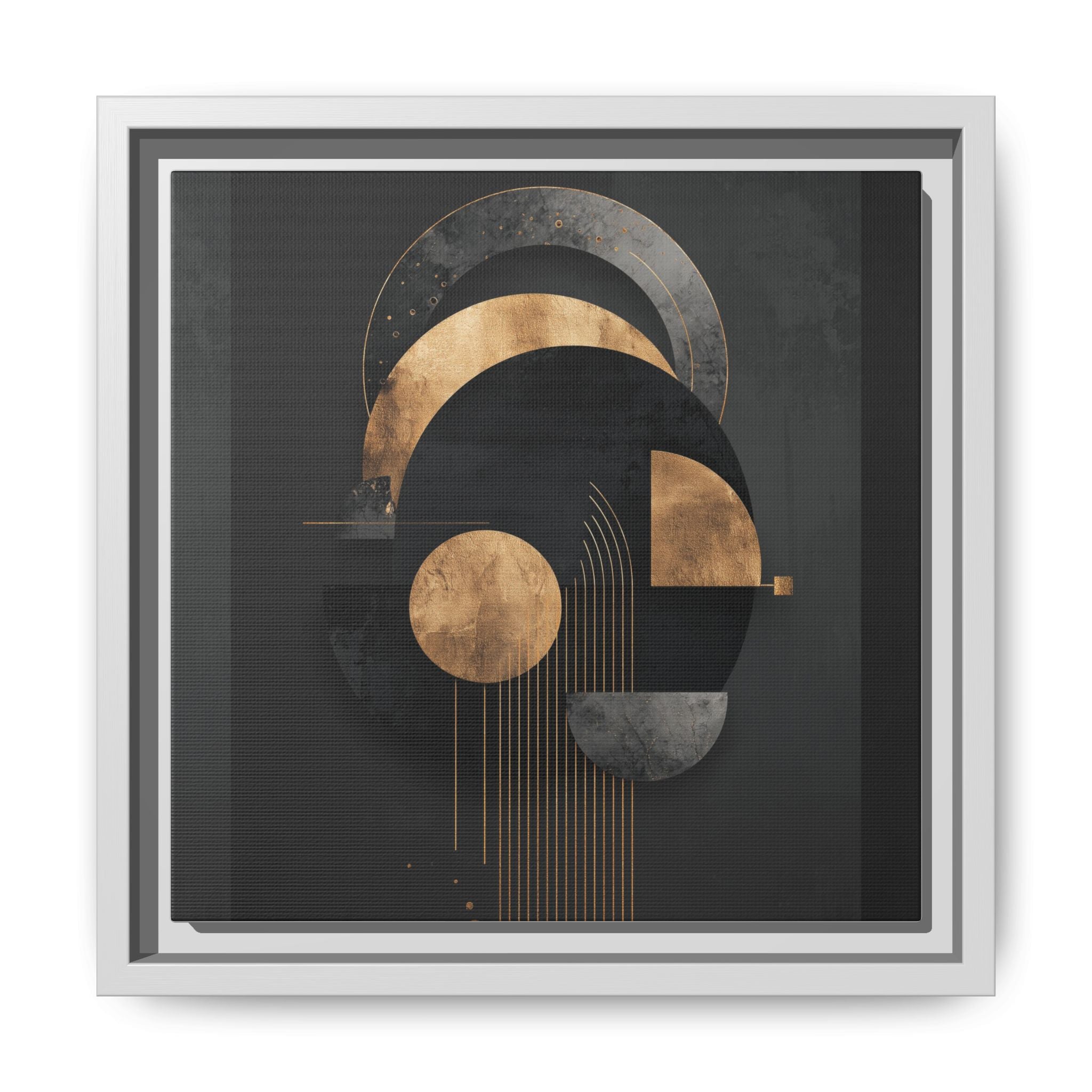 Geometric Resonance: Abstract Gold and Black Design, Minimalist Architectural Art, Modern Metallic Composition   |   Custom Orders Accepted