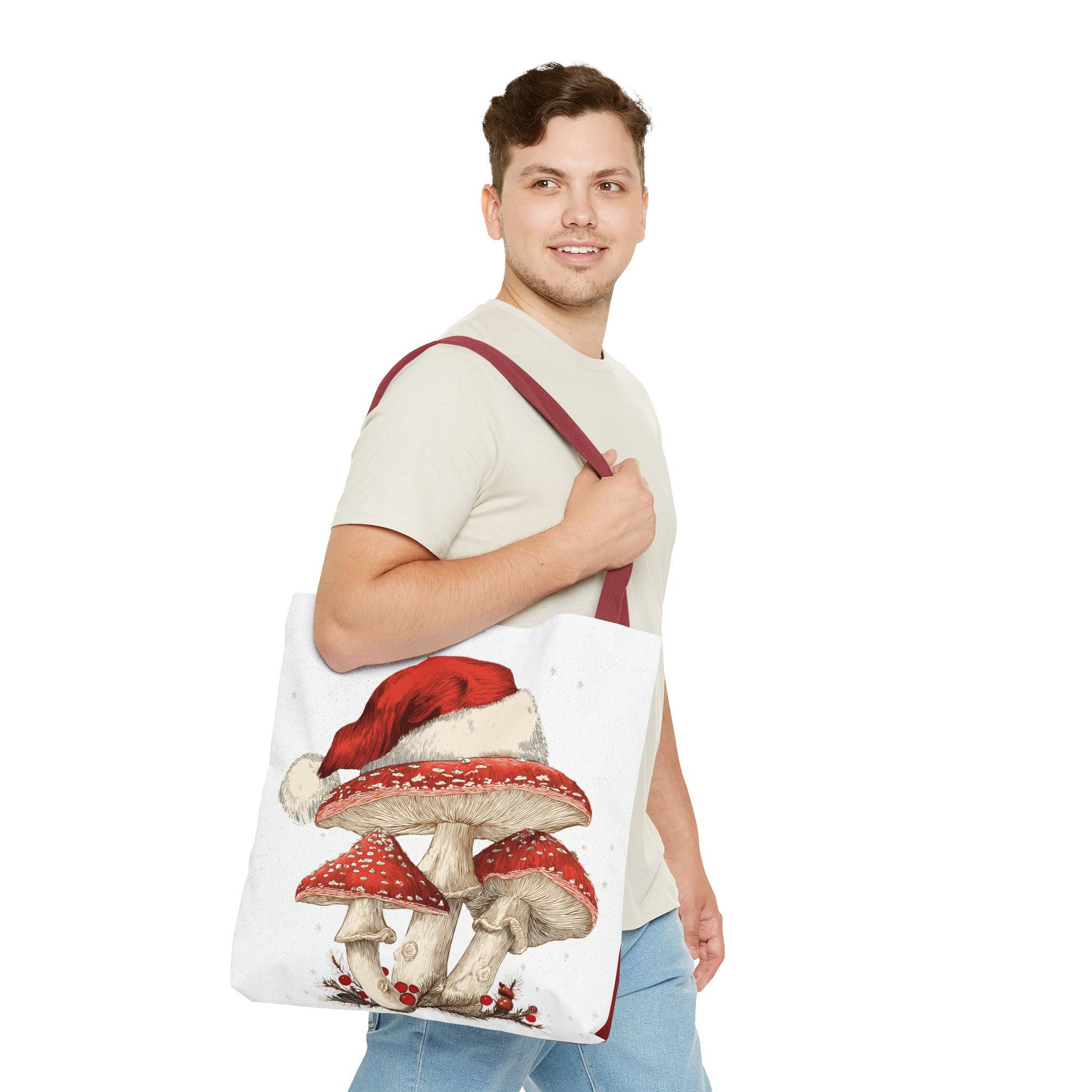 Whimsical Christmas Mushroom Tote Bag (AOP)