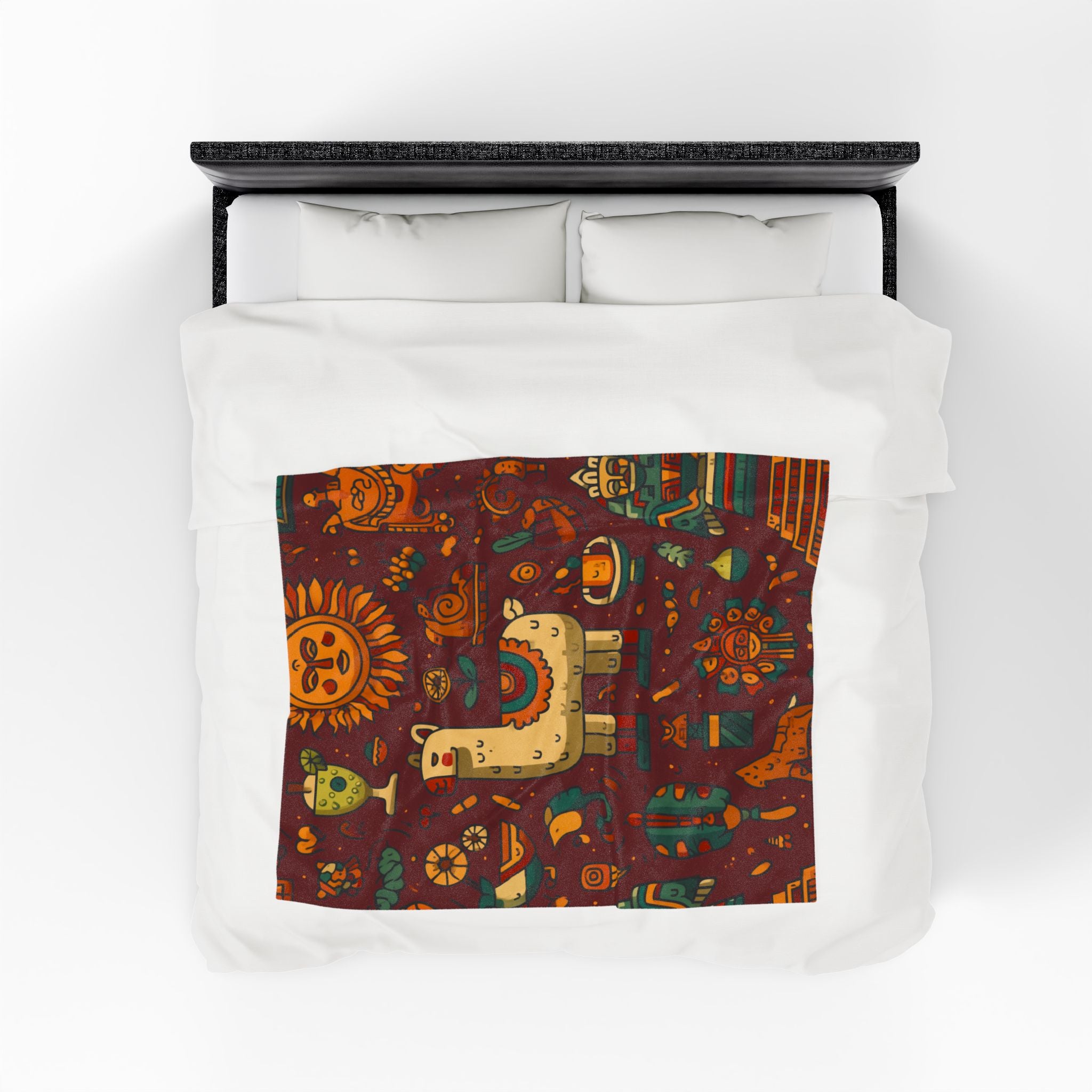 Andean Dreamscape Quilt Doona Duvet Cover : Folkloric Llama Journey, Peruvian Geometric Folk Art   |   Custom Orders Accepted