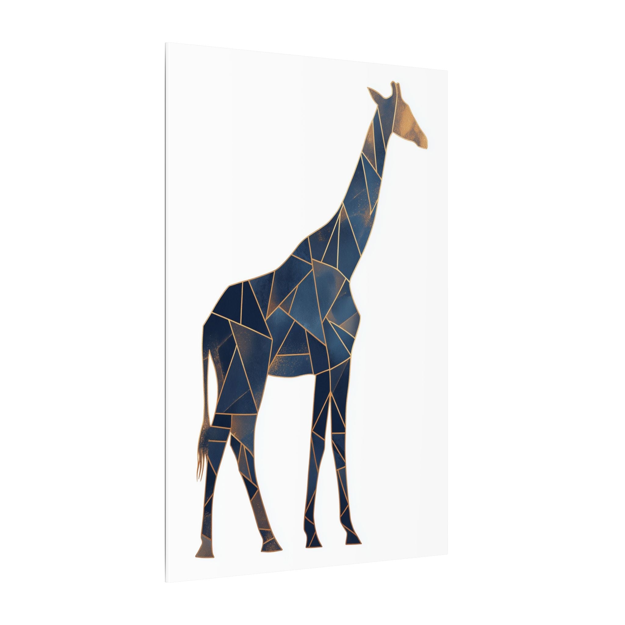 Geometric Giraffe: Mosaic Animal Portrait, Blue Triangular Design, Contemporary African Wildlife Art   |  Personalized & Custom Orders