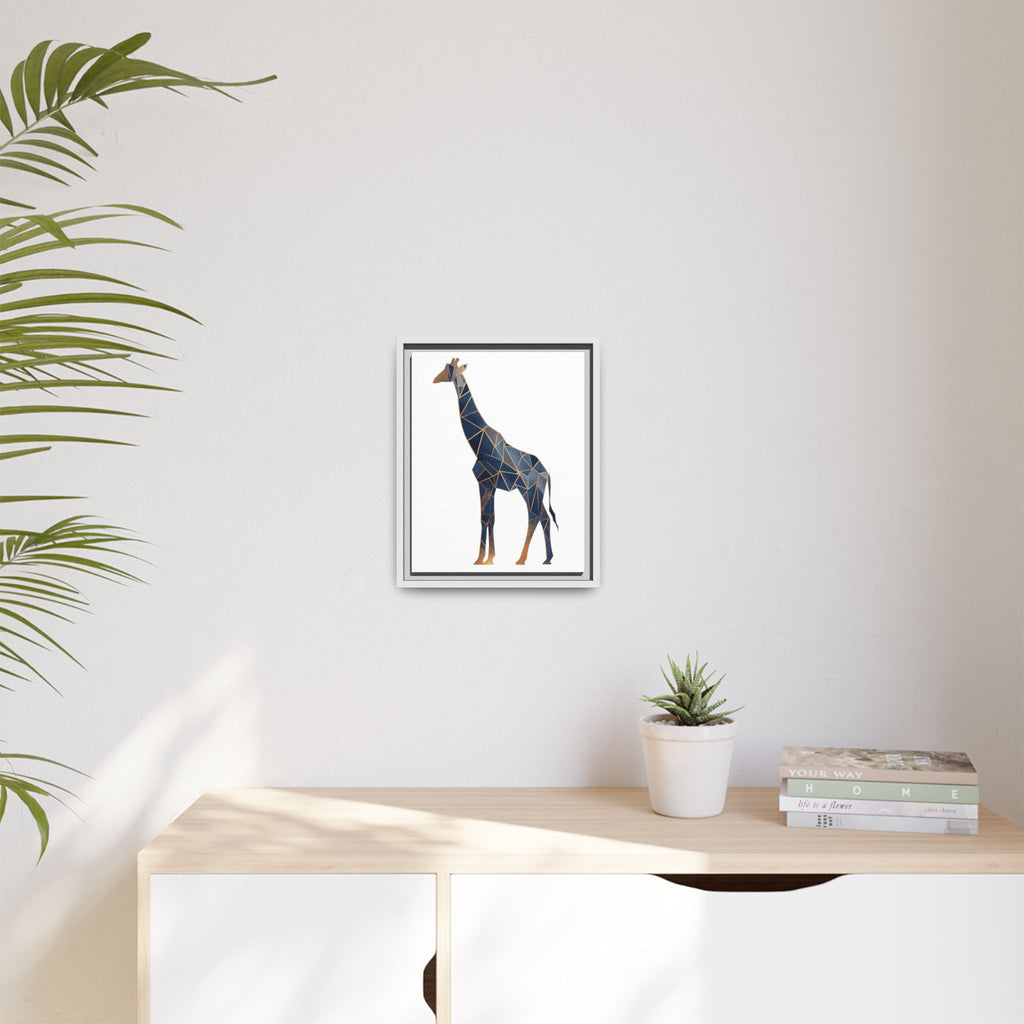 Geometric Giraffe Framed Print : Faceted Blue Mosaic, Modern Wildlife Art   |  Personalized & Custom Orders Available