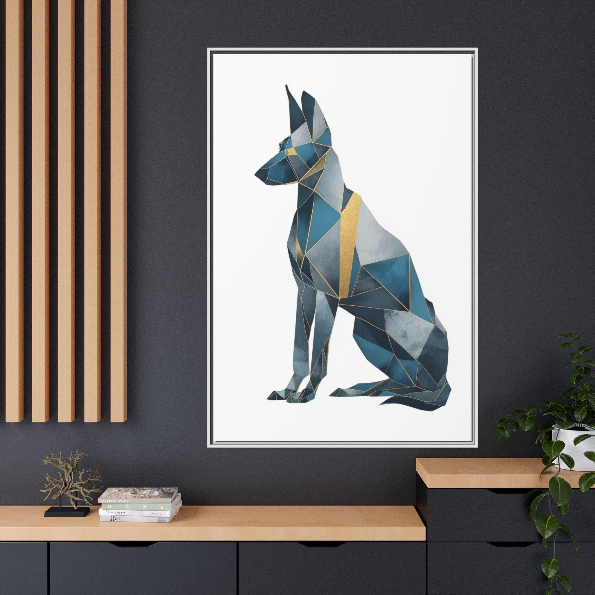 Geometric Canine Mosaic: Fractured Blue Shepherd, Modern Polygonal Art   |  Personalized & Custom Orders Available