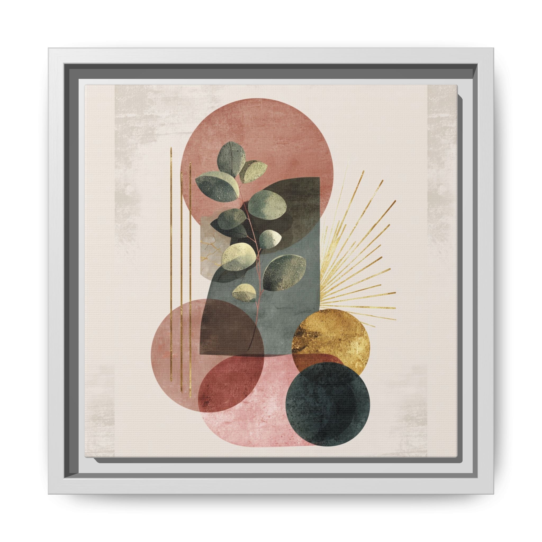 Botanical Geometric Symphony: Eucalyptus Harmony, Metallic Intersections, Modern Earth Tones   |   Custom Orders Accepted