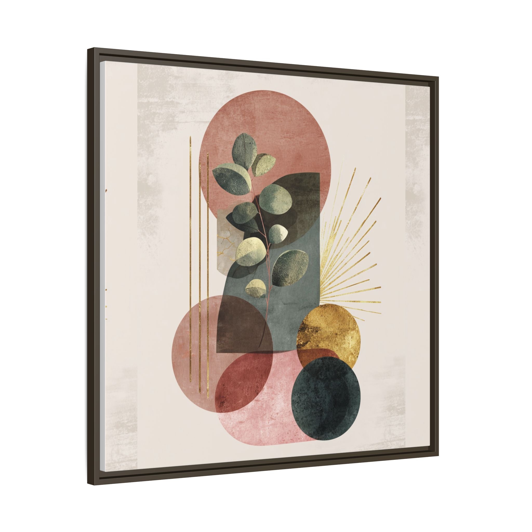 Botanical Geometric Symphony: Eucalyptus Harmony, Metallic Intersections, Modern Earth Tones   |   Custom Orders Accepted