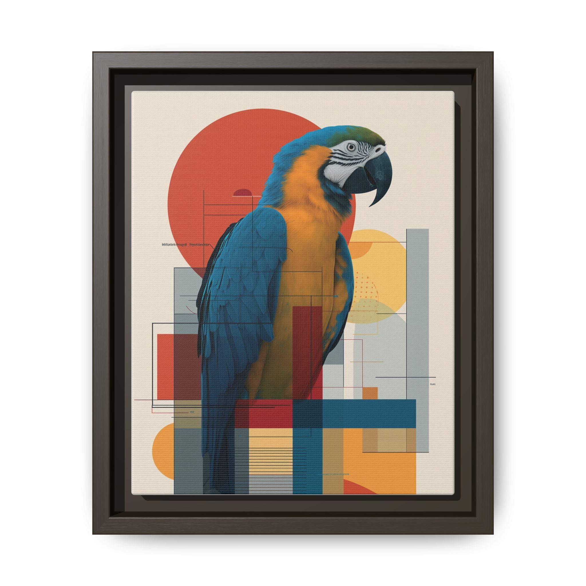 Vibrant Macaw Geometric Framed Print: Avian Realism, Modern Abstract Composition   |  Personalized & Custom Orders Available