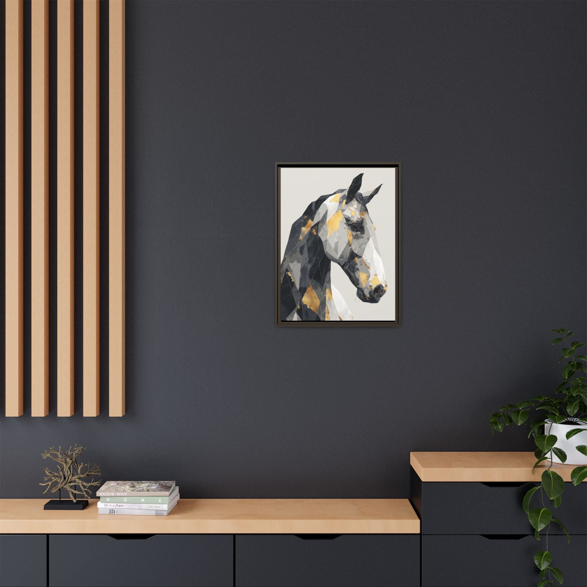 Equine Geometrica: Contemporary Cubist Horse, Metallic Abstract Portrait   |  Personalized & Custom Orders Available