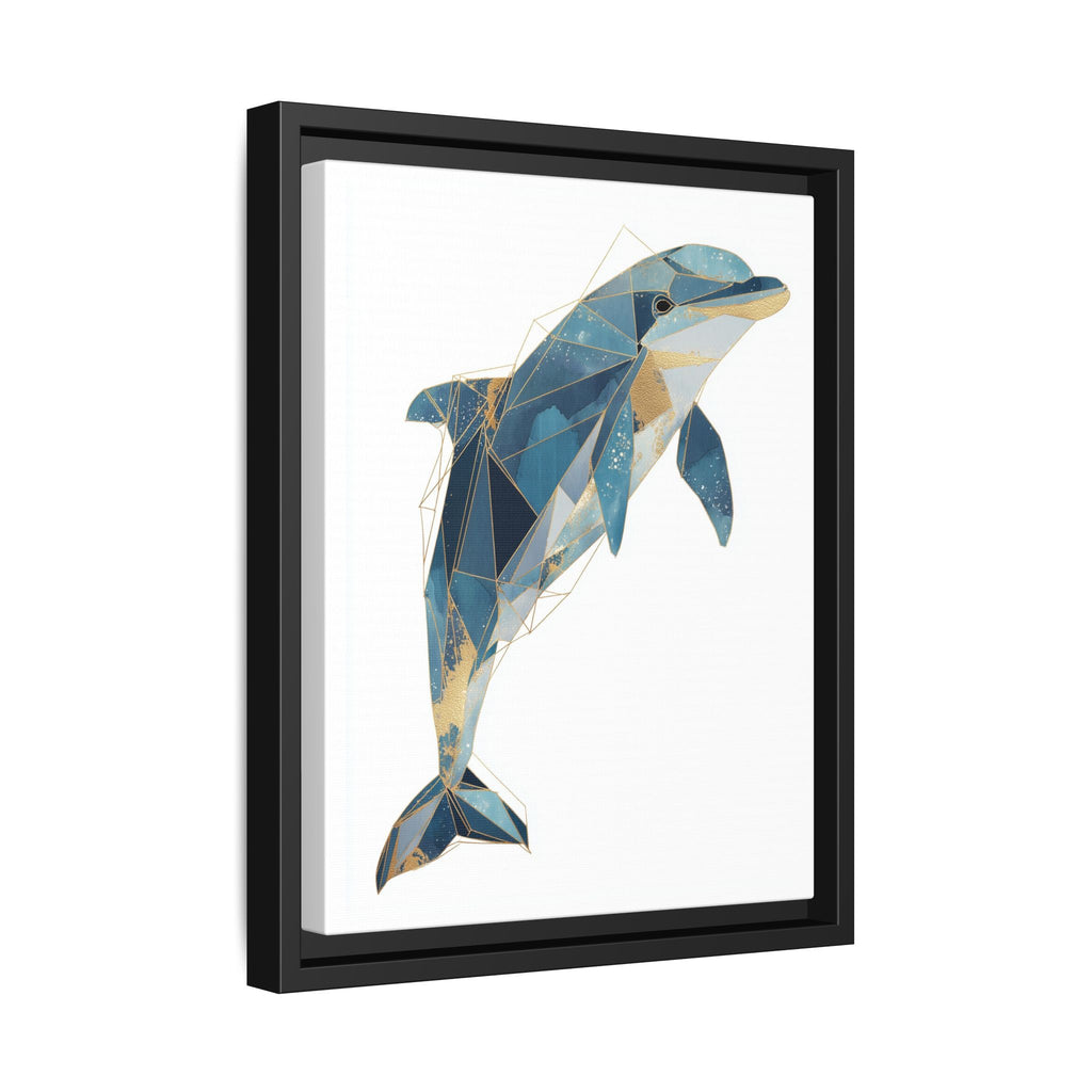 Crystalline Dolphin Framed Print : Geometric Marine Mosaic, Fractalized Blue Abstract   |  Personalized & Custom Orders Available