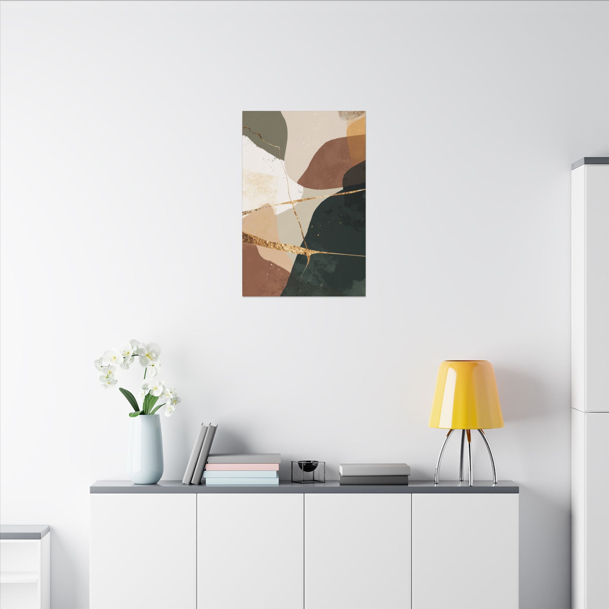 Canvas Print, Abstract Earthy Gold Wall Art, Modern Designer Home Decor, Stretched Matte Canvas; Thick, Multi-Size, Office Decor