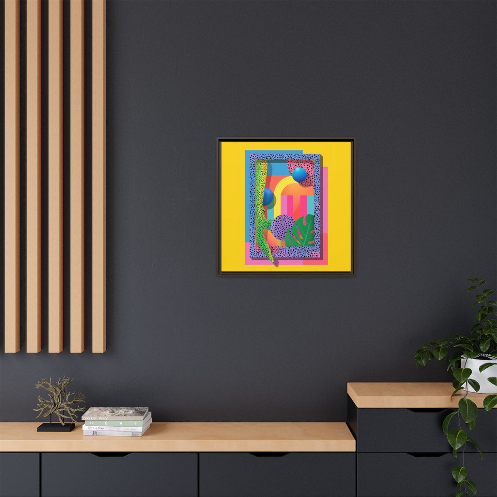 Geometric Rhythms: Abstract Layers of Color, Dimensional Shapes and Tropical Elements, Vibrant Modern Art Composition   |   Custom Orders